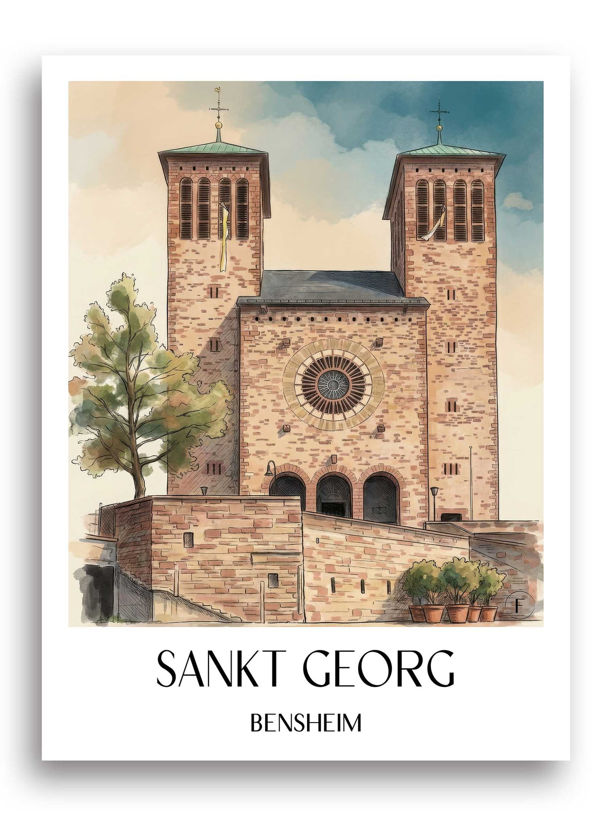 sankt-georg-bensheim-deutschland-poster-aquarell