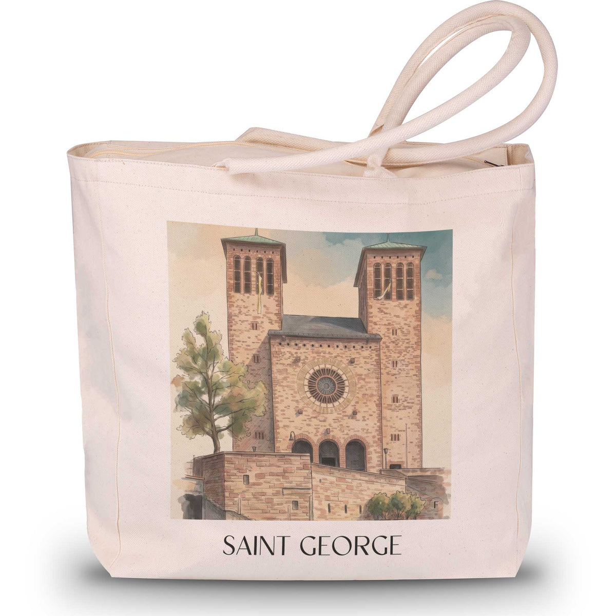 Sankt Georg Shopping Tasche - Bensheim - Deutschland Tote Bag - Einkaufstasche im Aquarell Stil - favplace