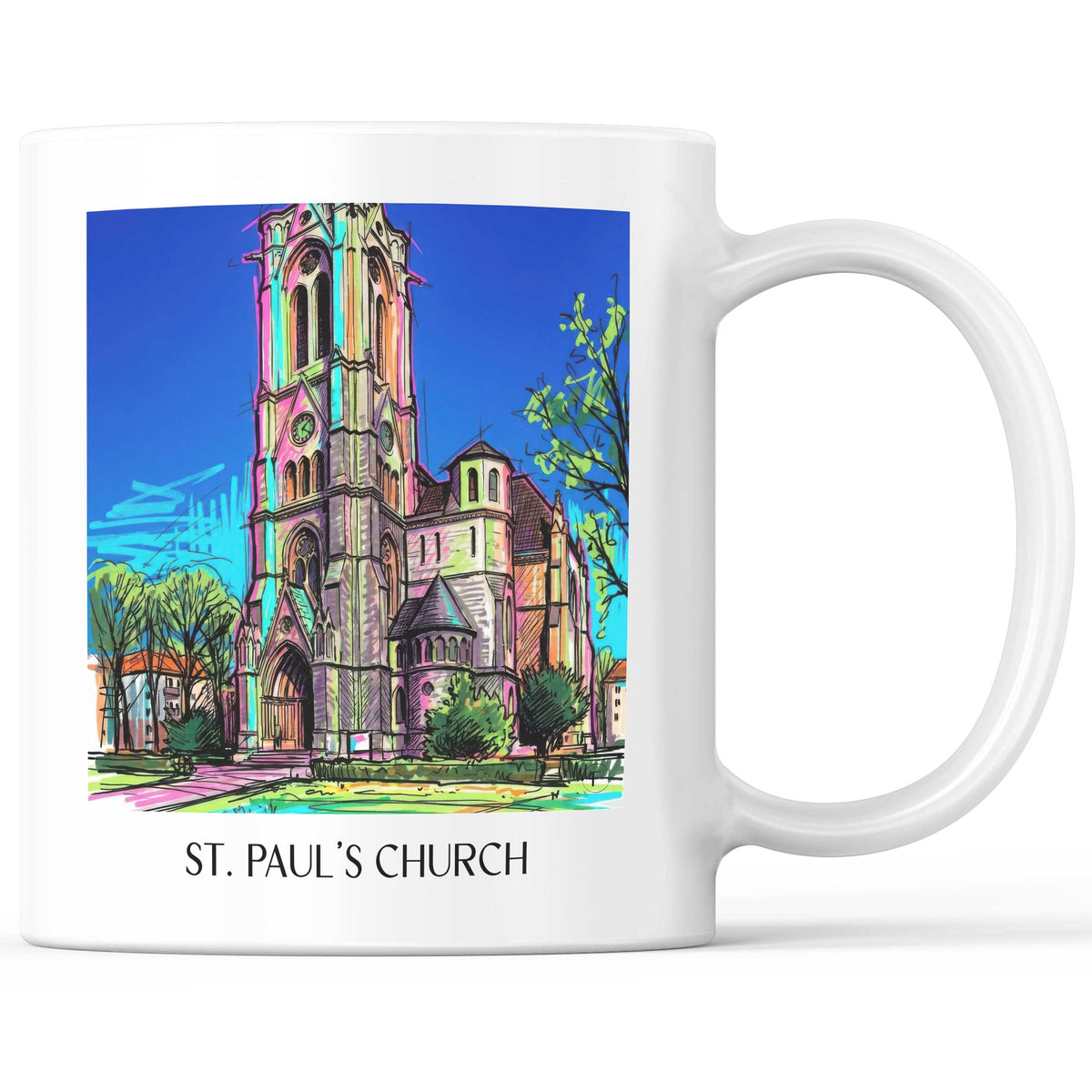 Sankt Pauli Kirche Kaffeebecher - Braunschweig - Deutschland Becher - Kaffeetasse im Tag Graffiti Stil - favplace