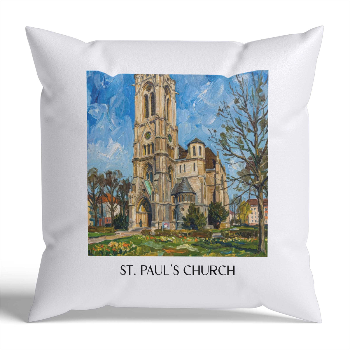 Sankt Pauli Kirche Kissenhülle - Zierkissen Bezug - Braunschweig - Deutschland Kissen bzw. Kissenbezug im Ölgemälde Stil - favplace