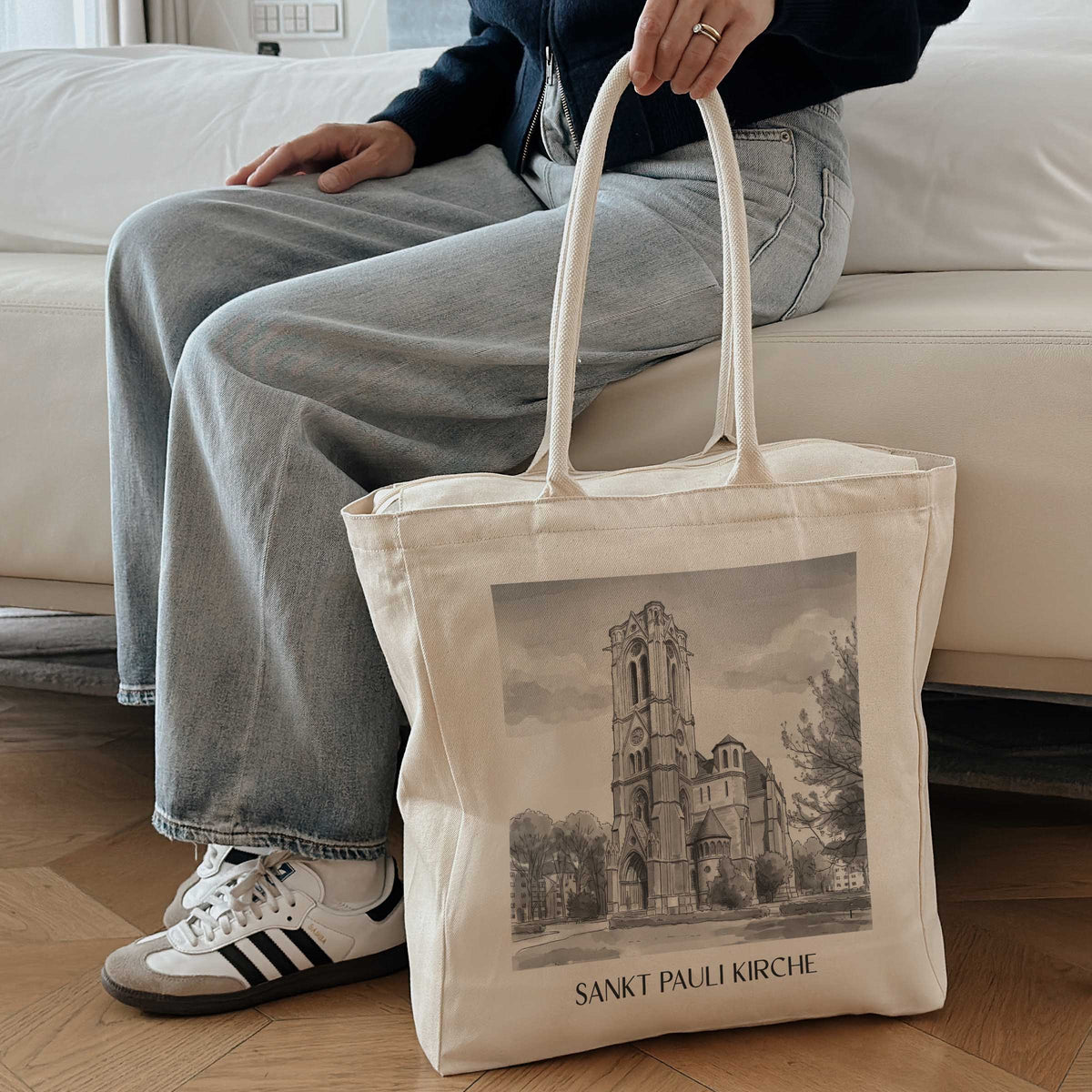 sankt-pauli-kirche-braunschweig-deutschland-einkaufstasche-aquarell-schwarz-weiss