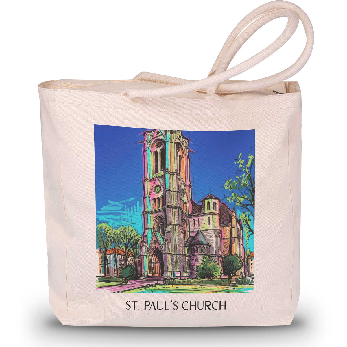 Sankt Pauli Kirche Shopping Tasche - Braunschweig - Deutschland Tote Bag - Einkaufstasche im Tag Graffiti Stil - favplace