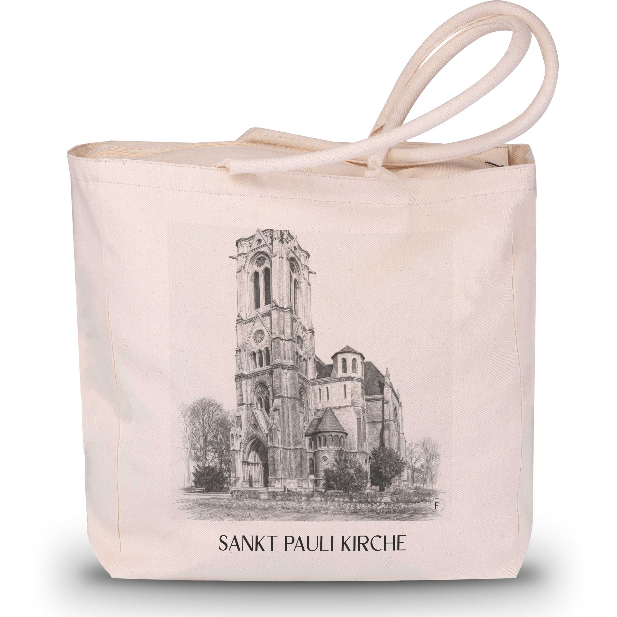 sankt-pauli-kirche-braunschweig-deutschland-einkaufstasche-bleistift-zeichnung-drawing