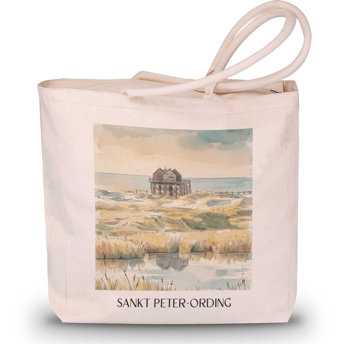 sankt-peter-ording-schleswig-holstein-deutschland-einkaufstasche-aquarell
