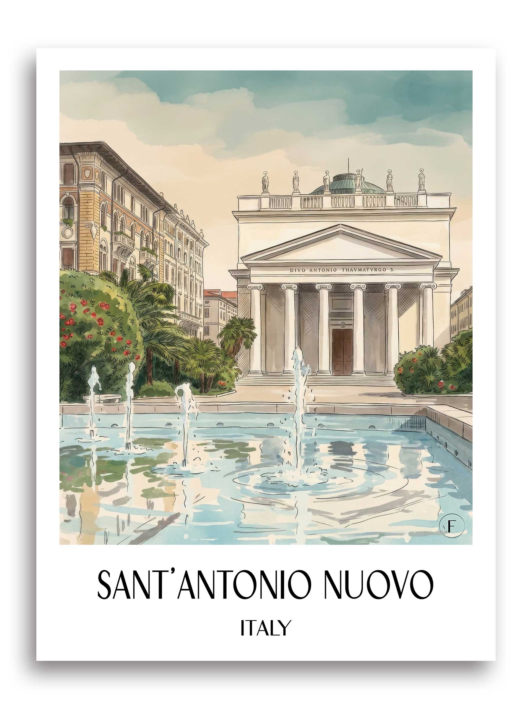 Sant´Antonio Nuovo Poster - Triest - Italien Kunstdruck - Aquarell von A4 bis A1 - favplace