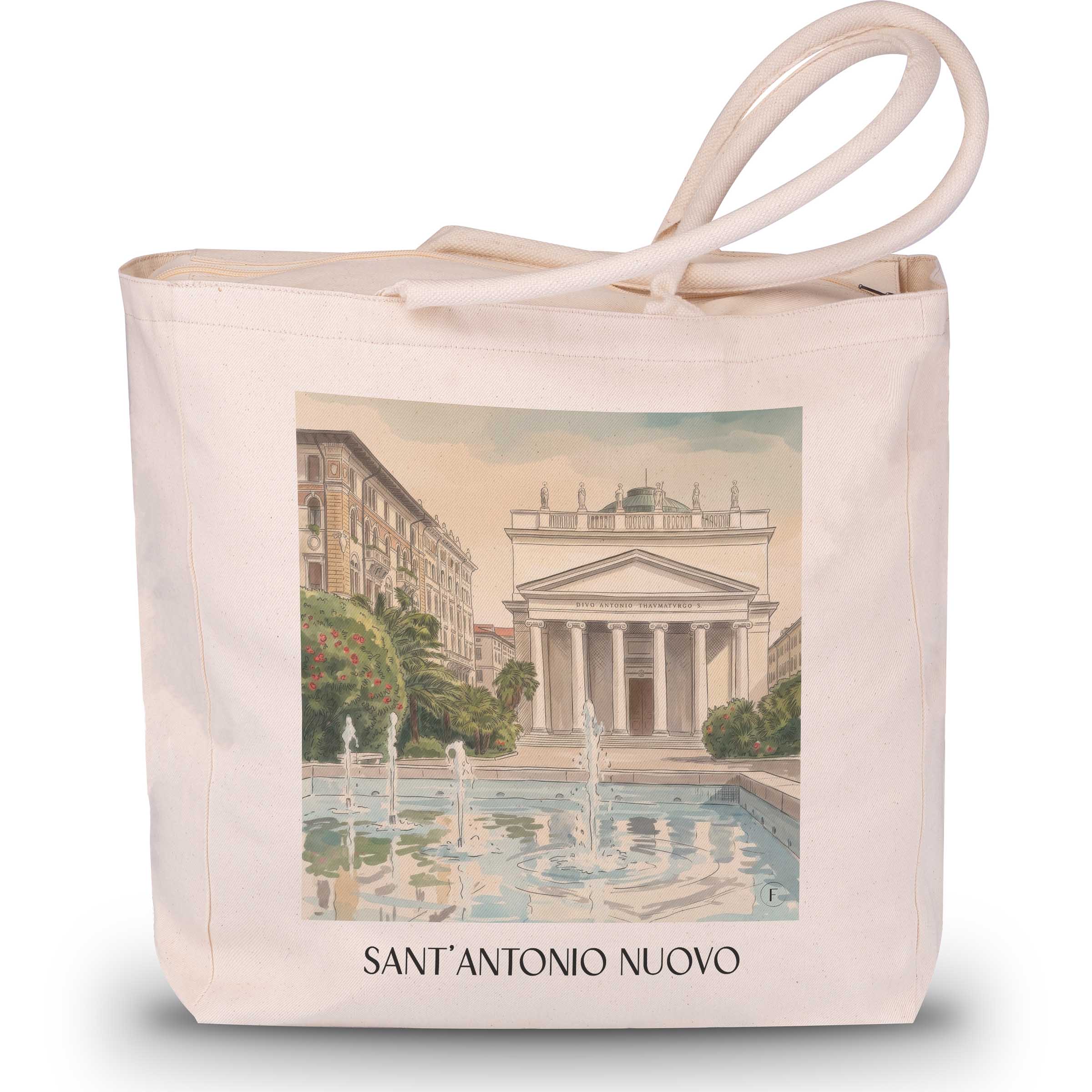 Sant´Antonio Nuovo Shopping Tasche - Triest - Italien Tote Bag - Einkaufstasche im Aquarell Stil - favplace
