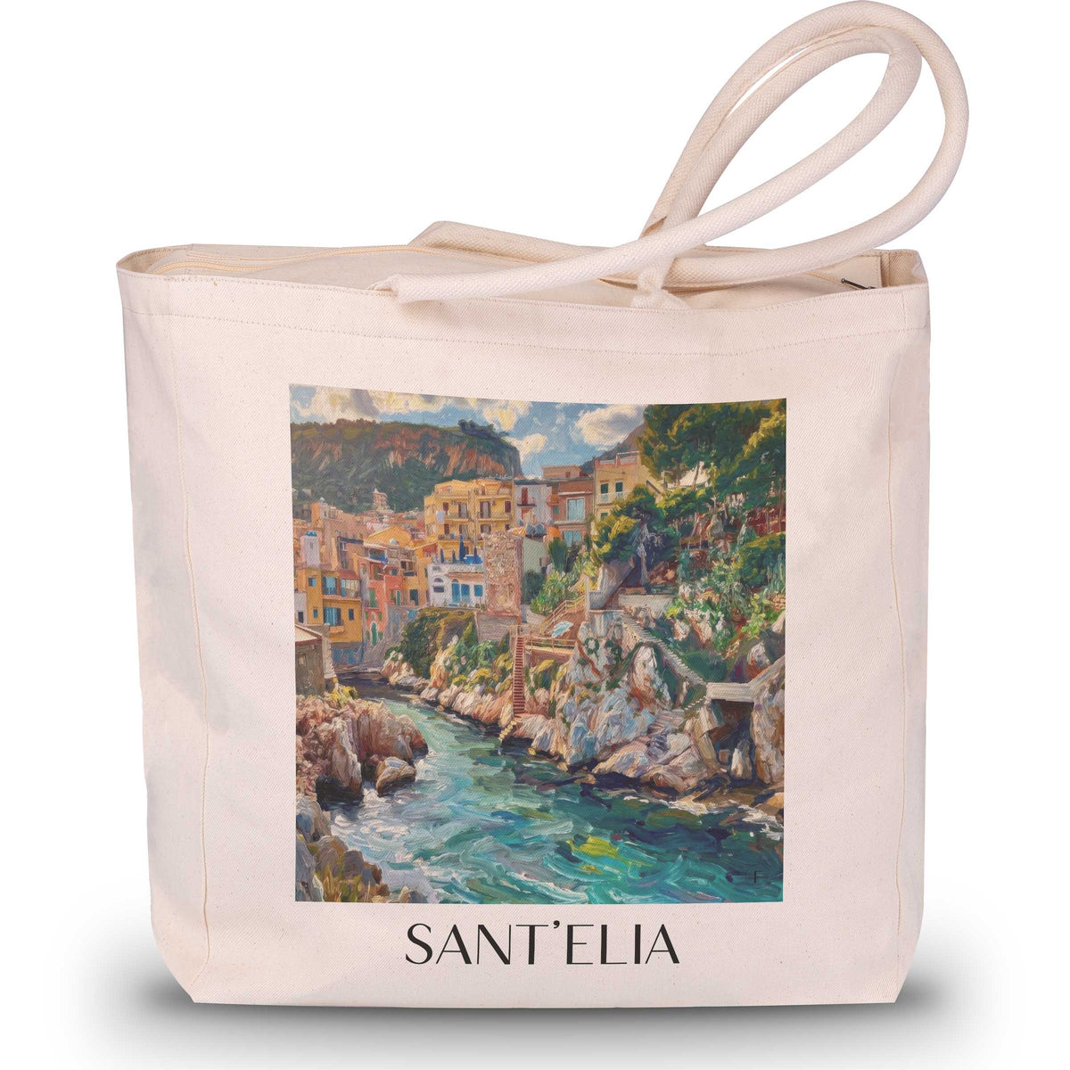 Sant´Elia Shopping Tasche - Sizilien - Italien Tote Bag - Einkaufstasche im Ölgemälde Stil - favplace