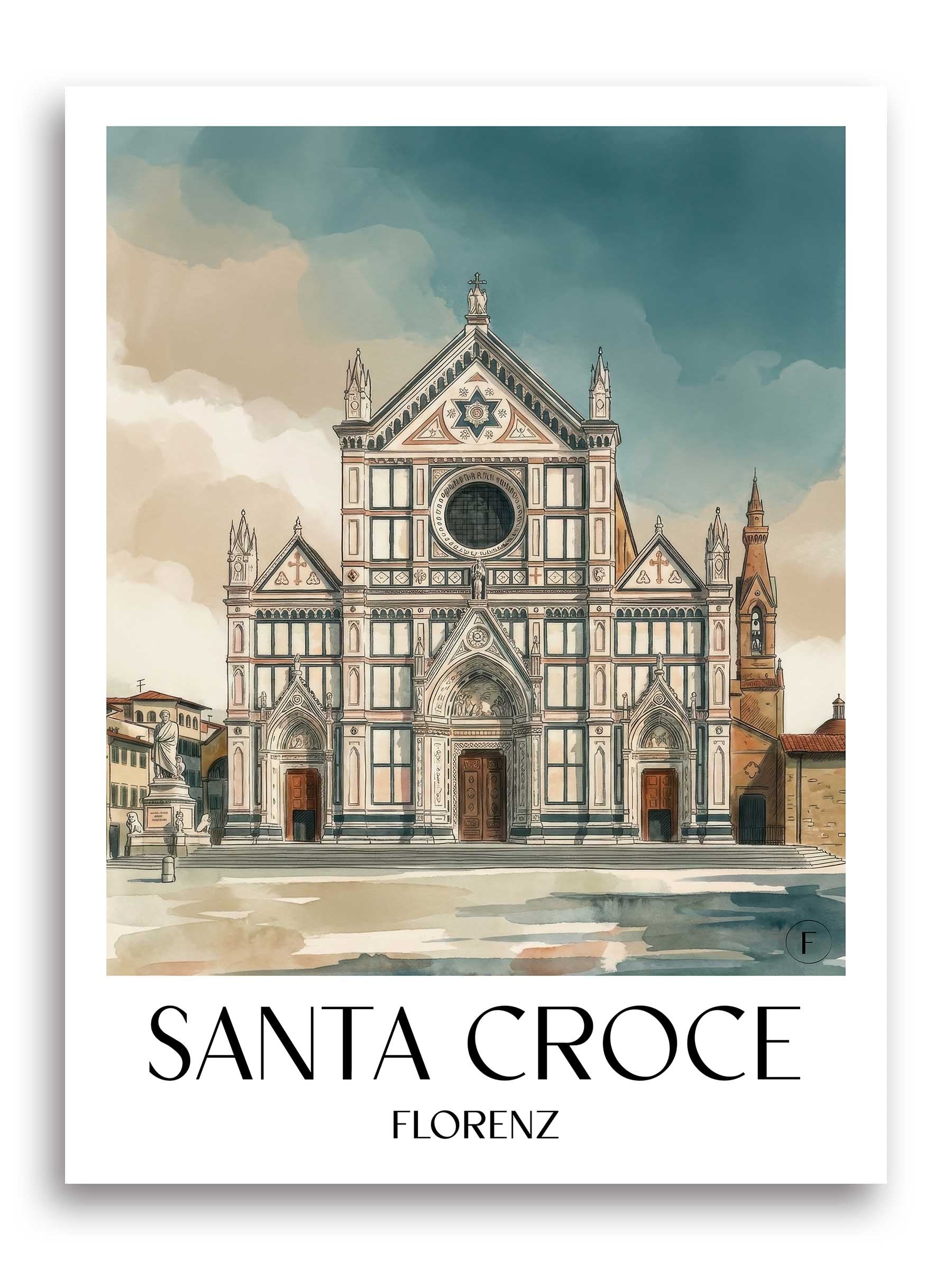 santa-croce-florenz-italien-poster-aquarell