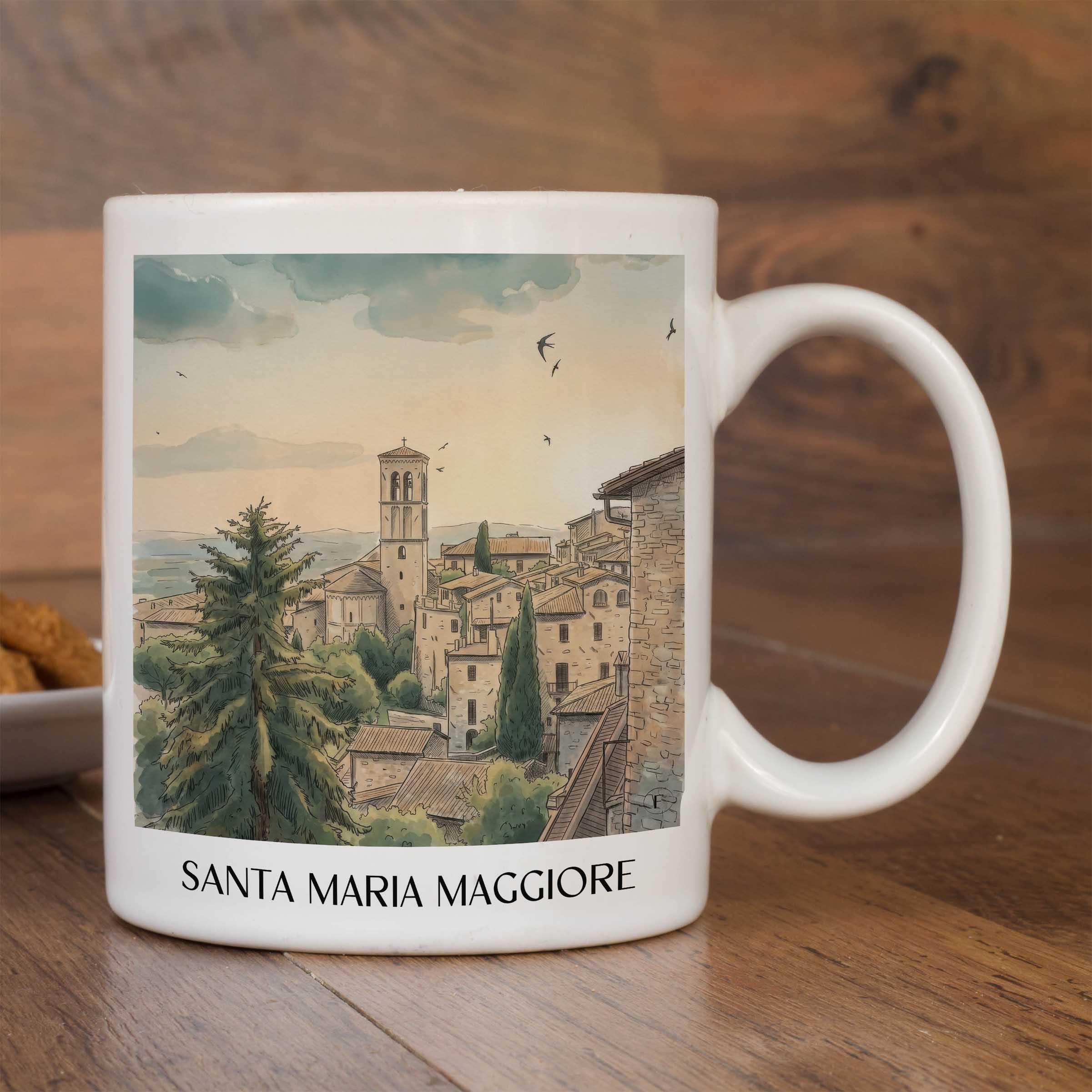 santa-maria-maggiore-assisi-italien-kaffeebecher-aquarell