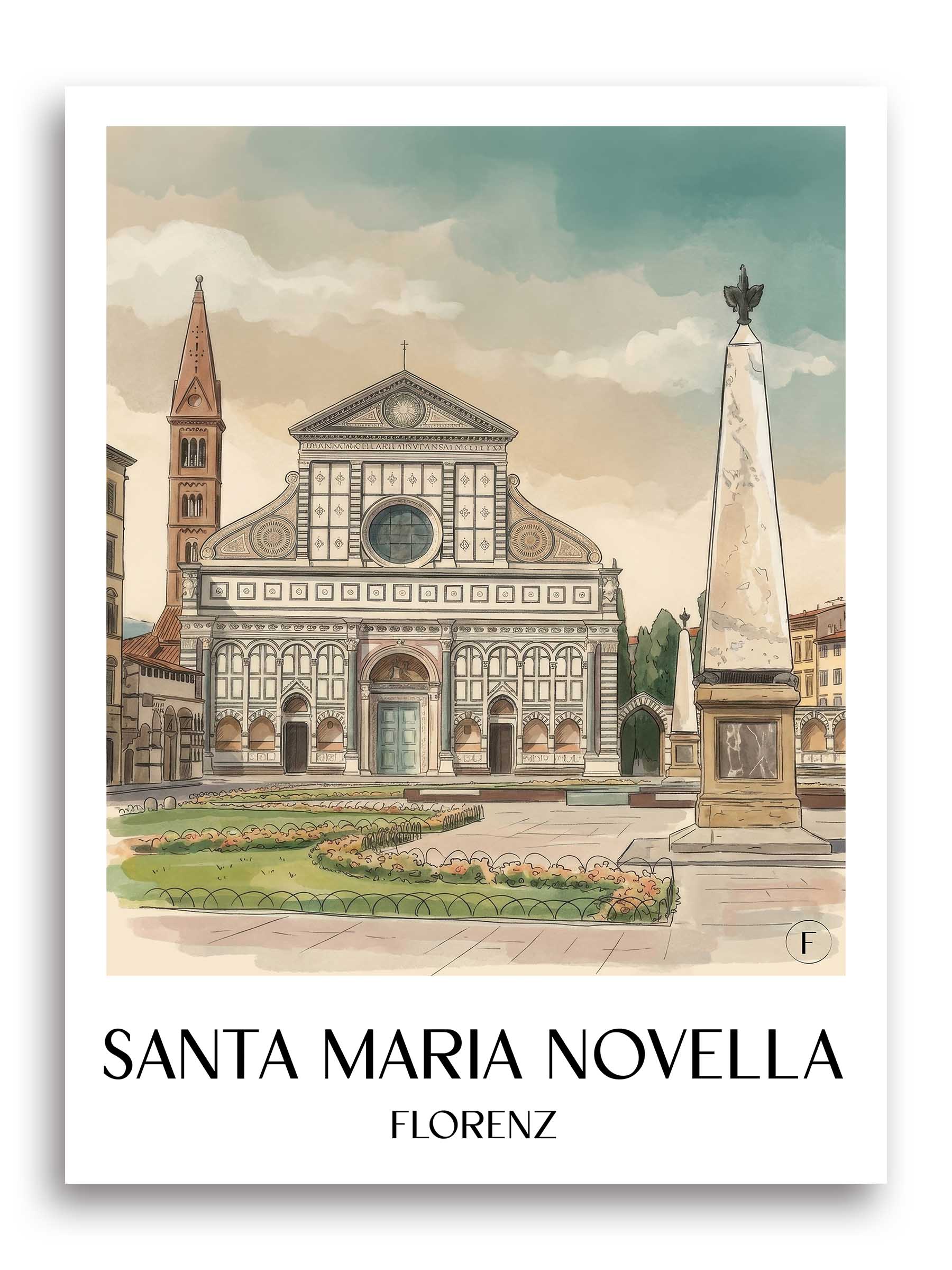 santa-maria-novella-florenz-italien-poster-aquarell