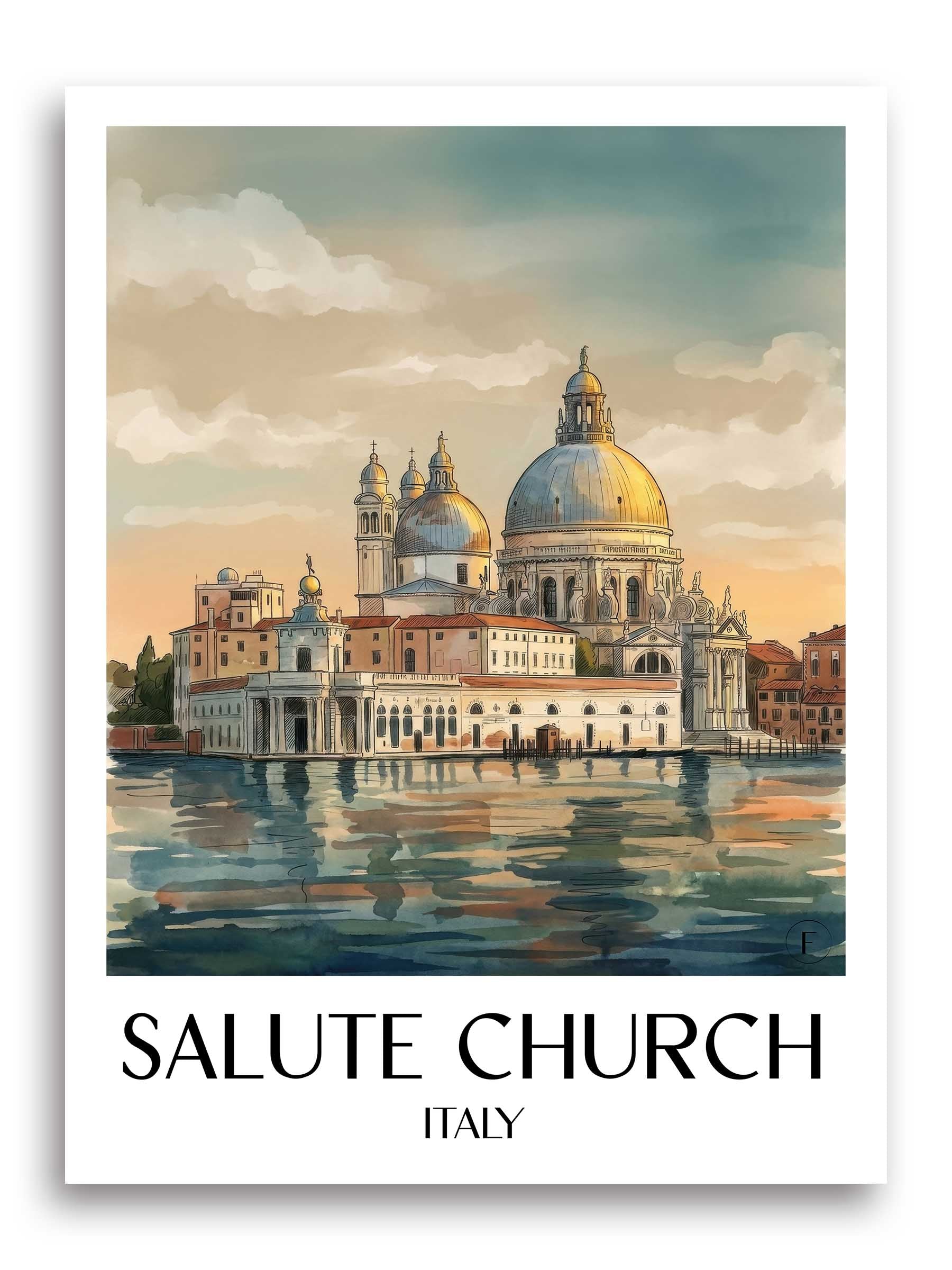 Santa Maria della Salute Poster - Venedig - Italien Kunstdruck - Aquarell von A4 bis A1 - favplace
