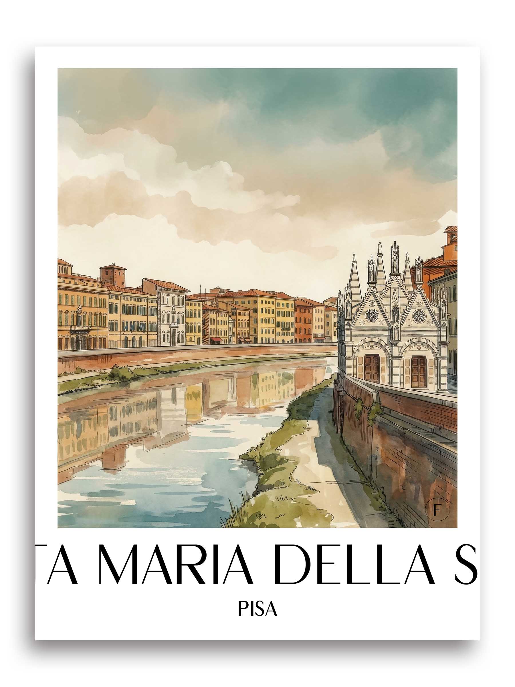 santa-maria-della-spina-pisa-italien-poster-aquarell
