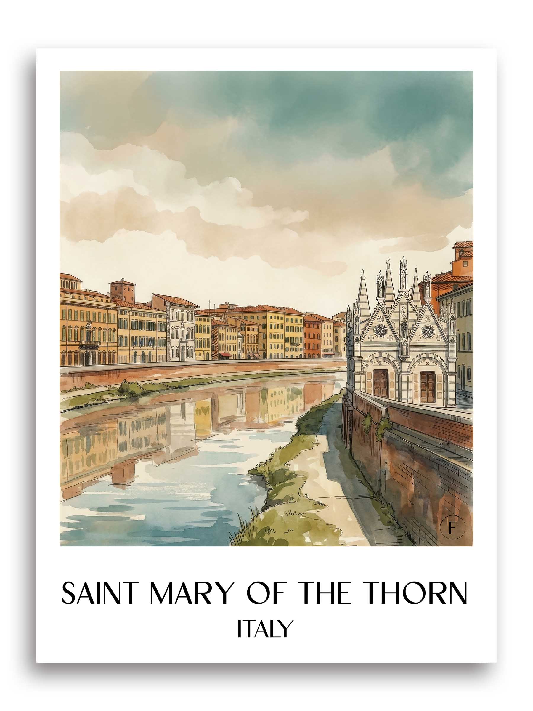 Santa Maria della Spina Poster - Pisa - Italien Kunstdruck - Aquarell von A4 bis A1 - favplace