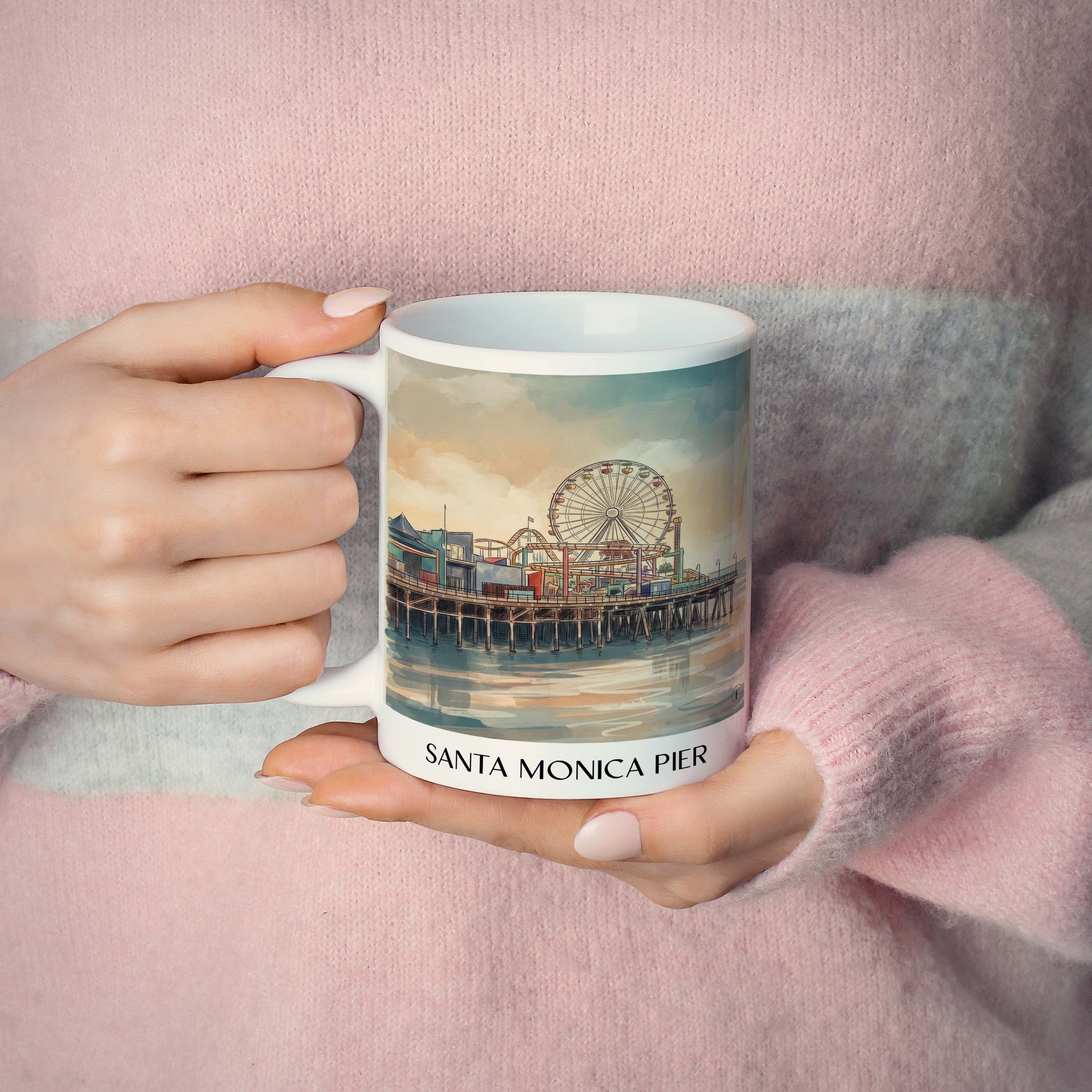 santa-monica-pier-californien-usa-kaffeebecher-aquarell