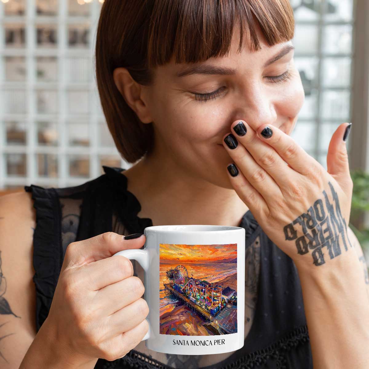 santa-monica-pier-californien-usa-kaffeebecher-oil-painting-oelgemaelde