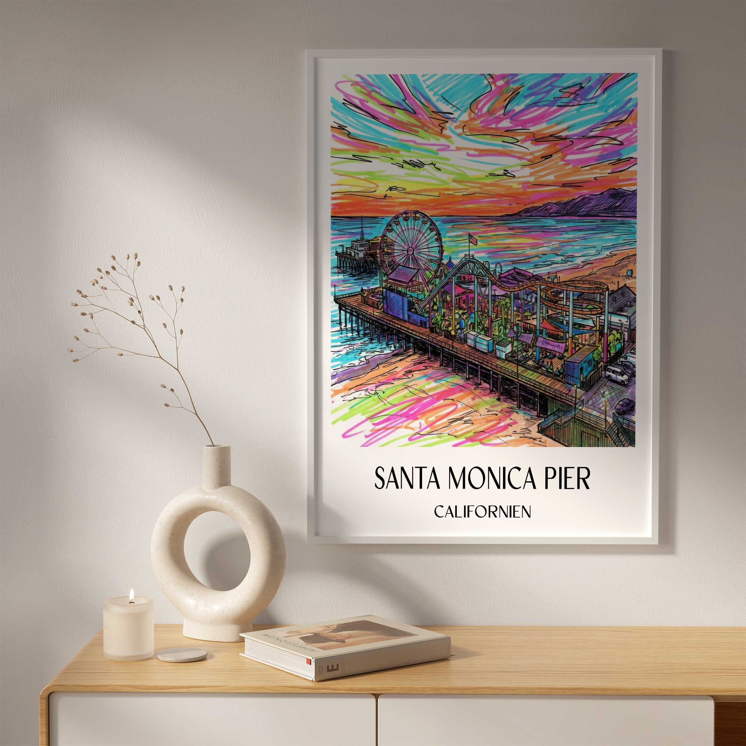 santa-monica-pier-californien-usa-poster-graffiti