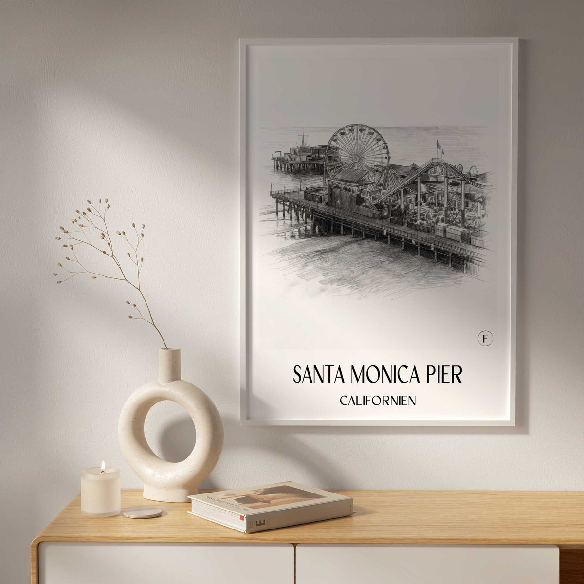 santa-monica-pier-californien-usa-poster-bleistift-zeichnung-drawing