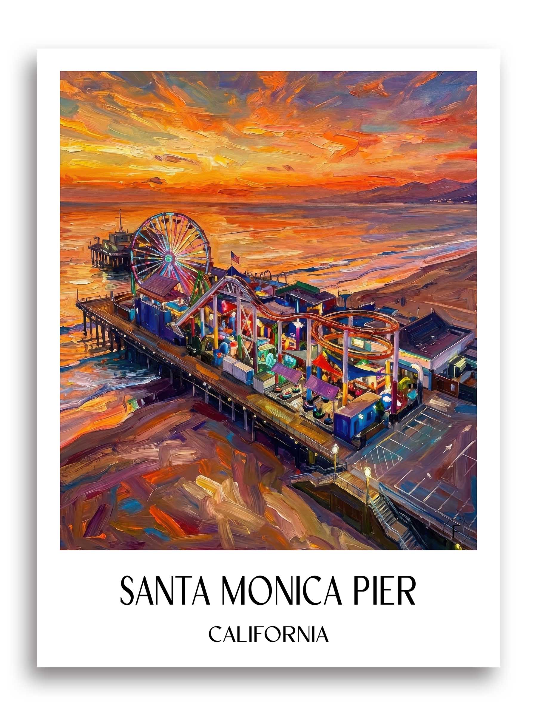 Santa Monica Pier Poster - Californien - USA Kunstdruck - Ölgemälde von A4 bis A1 - favplace