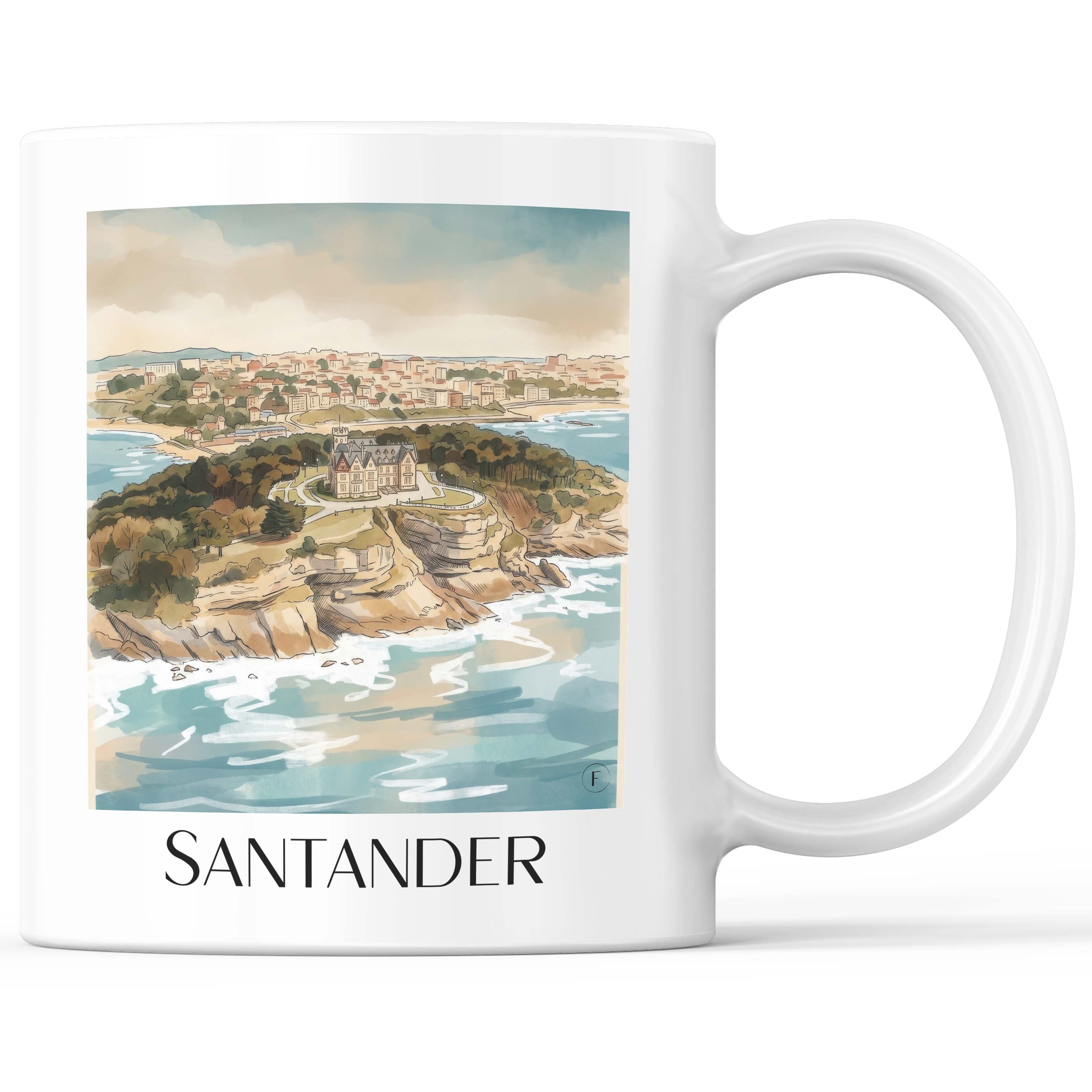 Santander Kaffeebecher - Spanien - Spanien und Spanien Becher - Kaffeetasse im Aquarell Stil - favplace