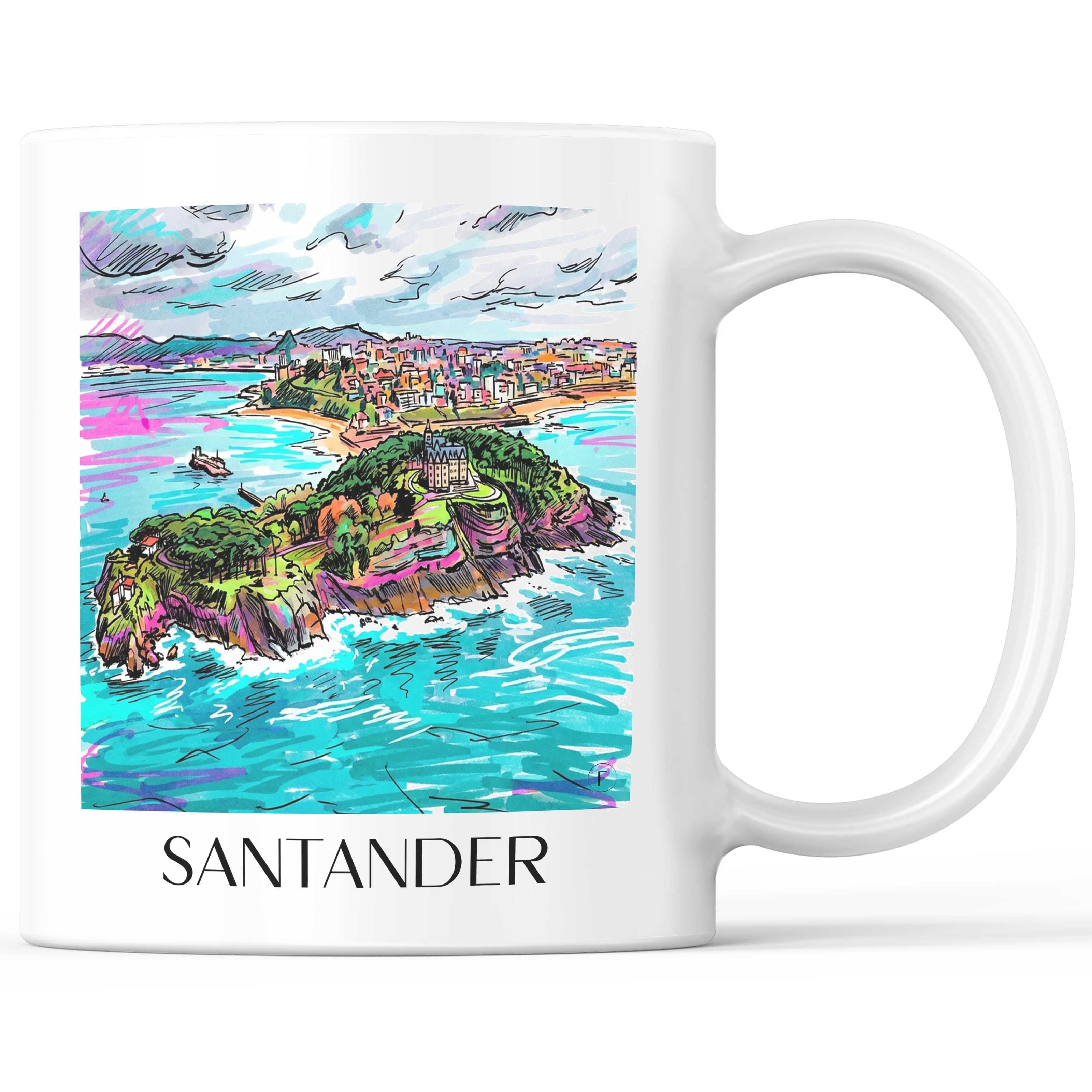 Santander Kaffeebecher - Spanien - Spanien und Spanien Becher - Kaffeetasse im Tag Graffiti Stil - favplace