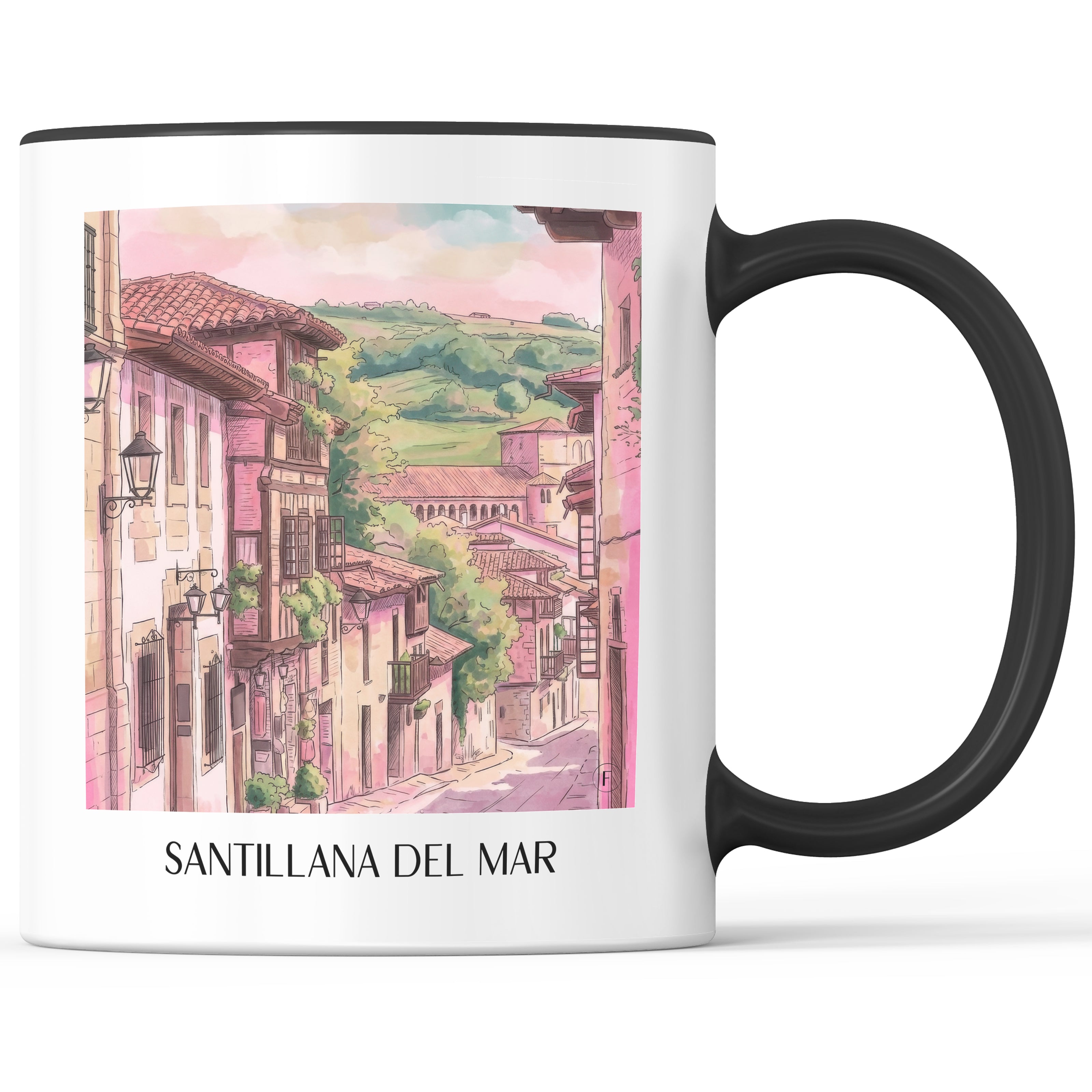 santillana-del-mar-spanien-spanien-kaffeebecher-aquarell-pink-rosa