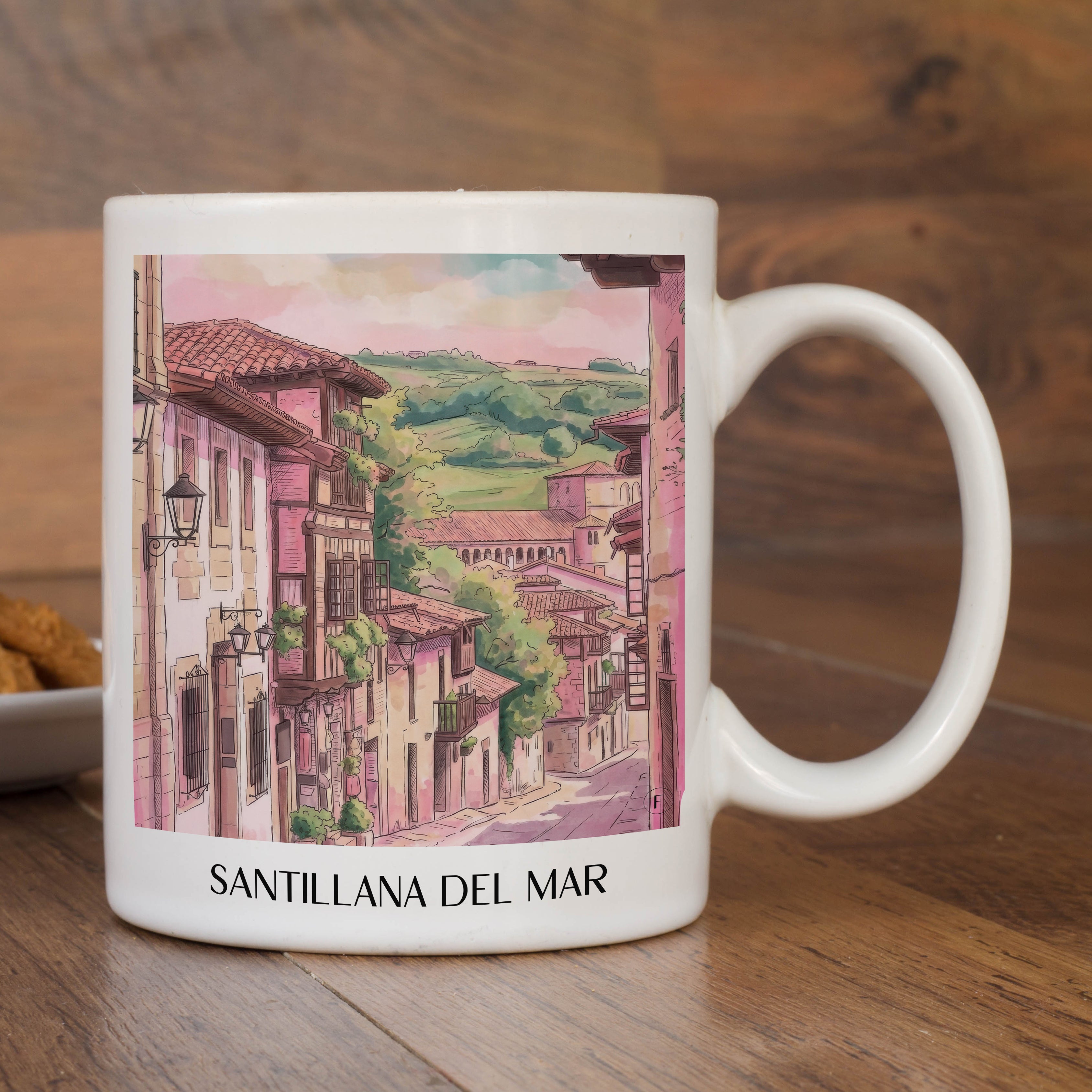 santillana-del-mar-spanien-spanien-kaffeebecher-aquarell-pink-rosa