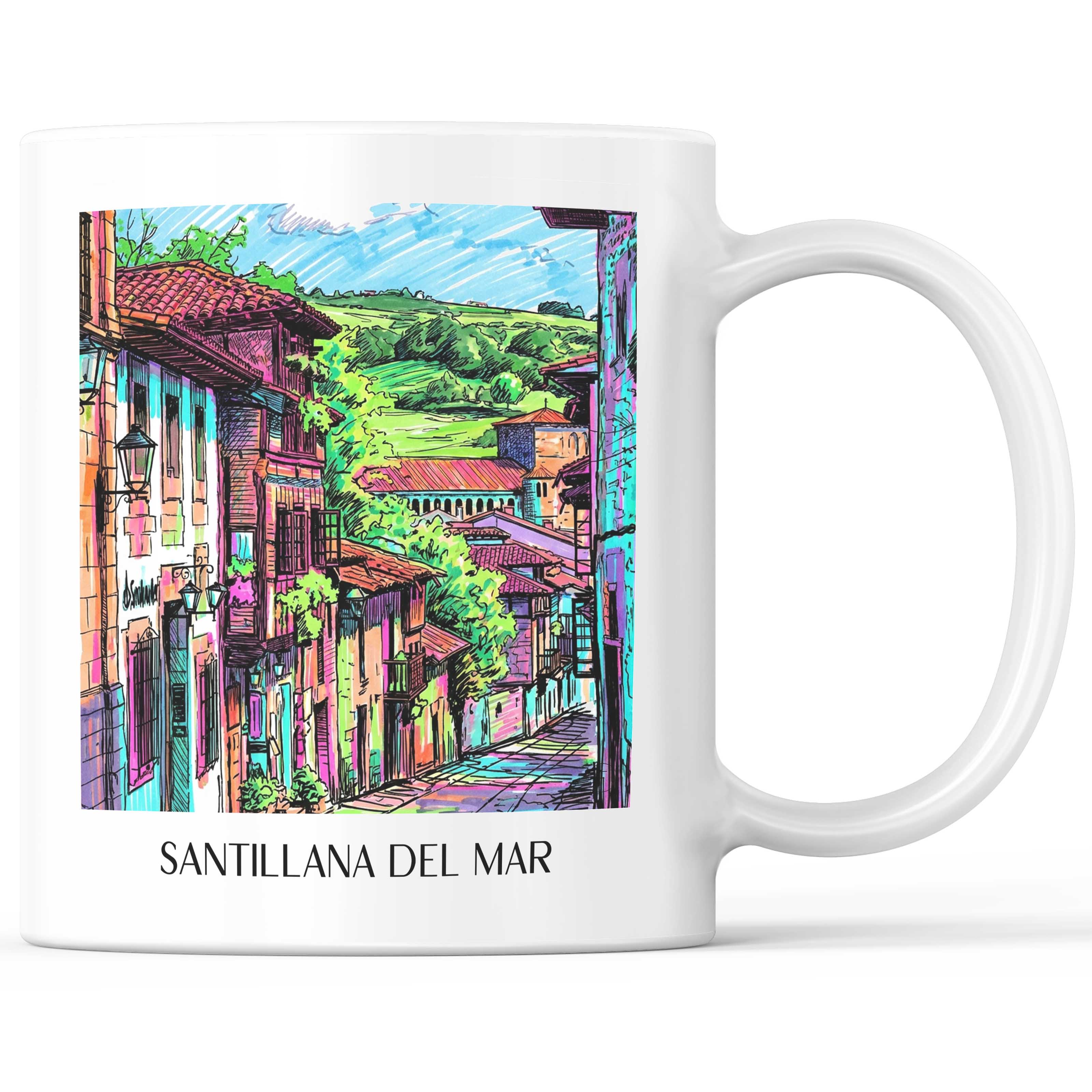 Santillana del Mar Kaffeebecher - Spanien - Spanien Becher - Kaffeetasse im Tag Graffiti Stil - favplace
