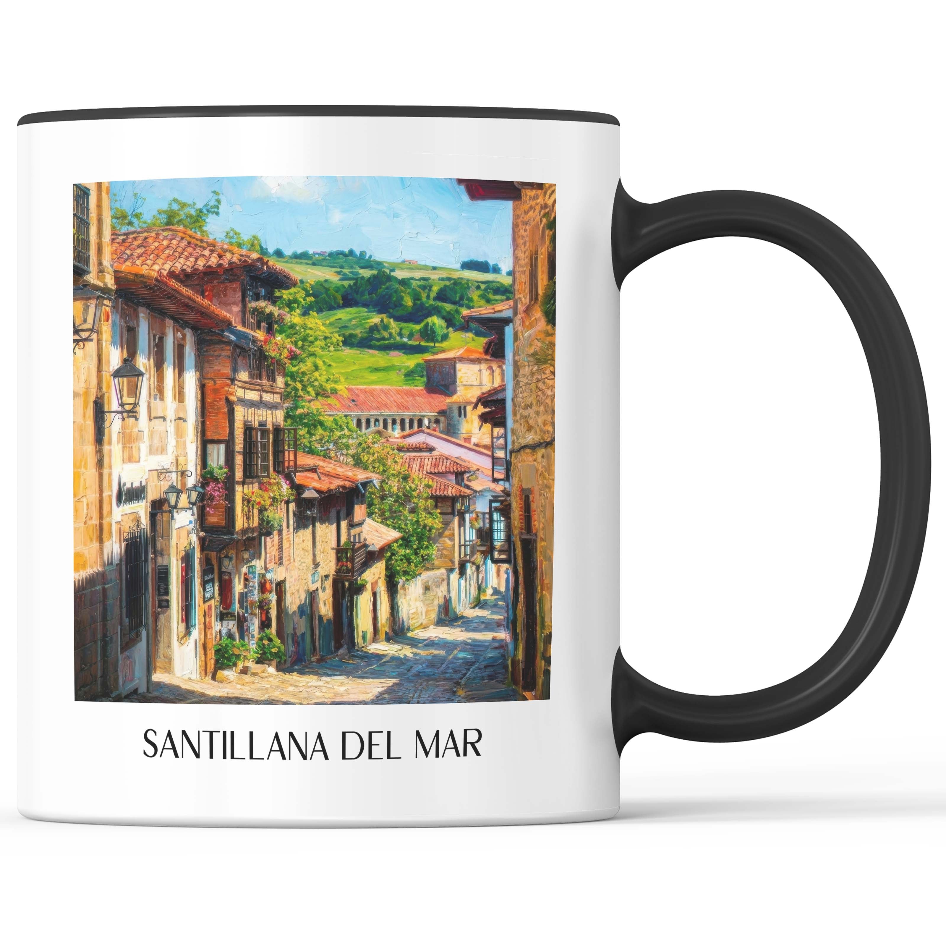 Santillana del Mar Kaffeebecher - Spanien - Spanien Becher - Kaffeetasse im Ölgemälde Stil - favplace