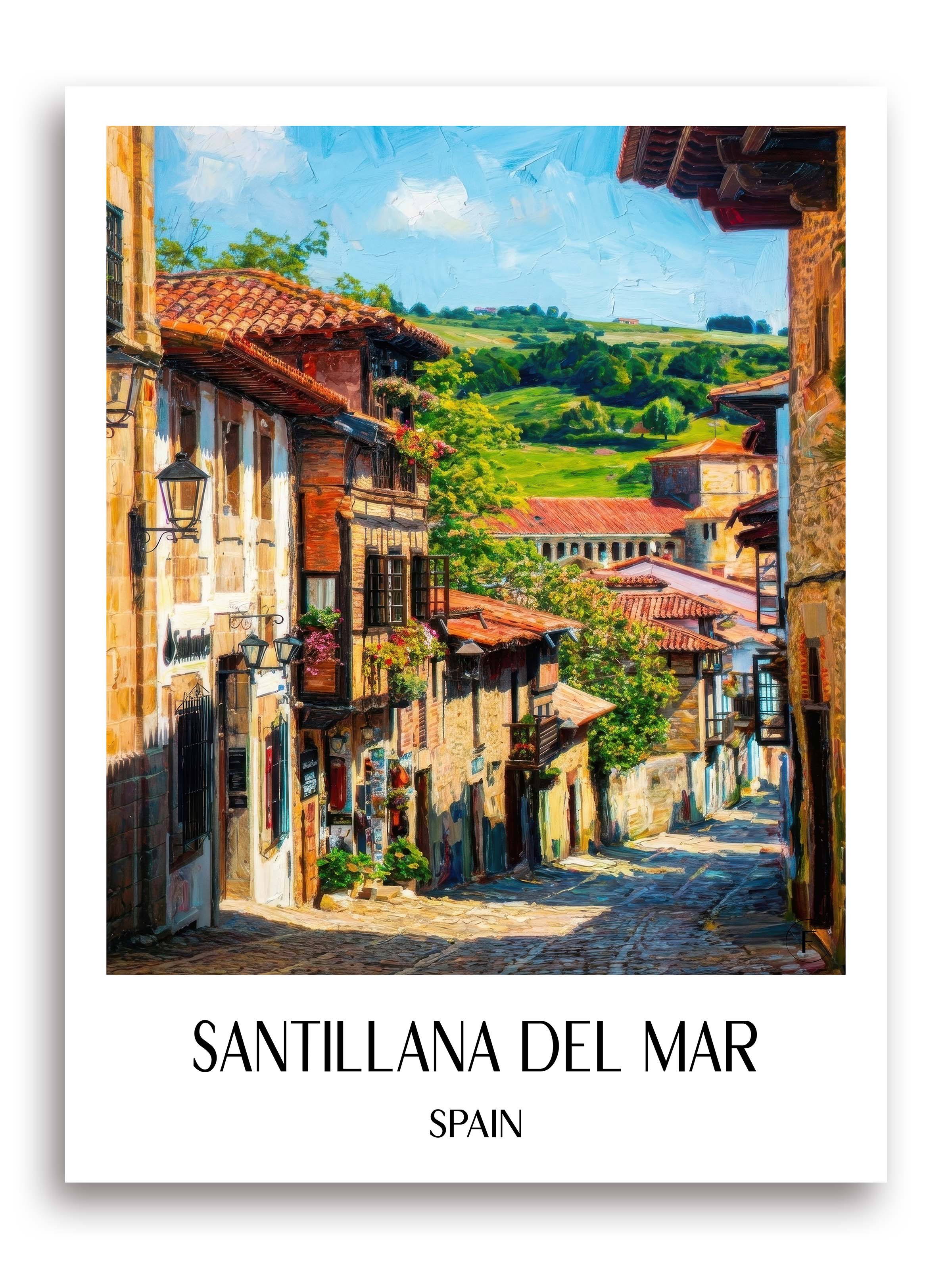 Santillana del Mar Poster - Spanien - Spanien Kunstdruck - Ölgemälde von A4 bis A1 - favplace