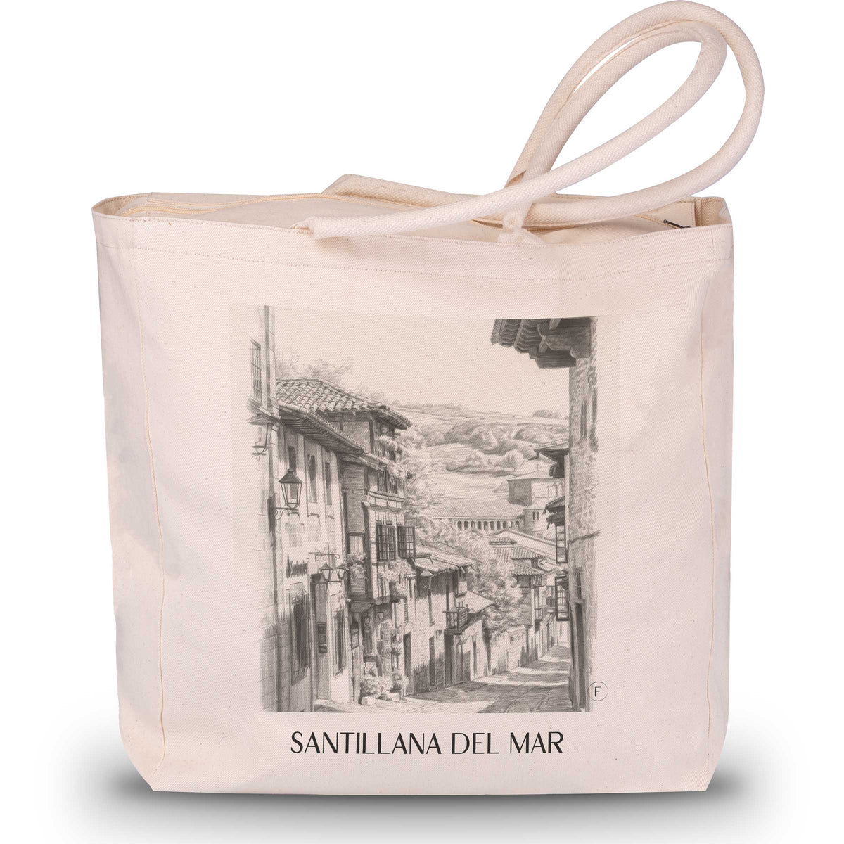 Santillana del Mar Shopping Tasche - Spanien - Spanien Tote Bag - Einkaufstasche im Zeichnung Stil - favplace