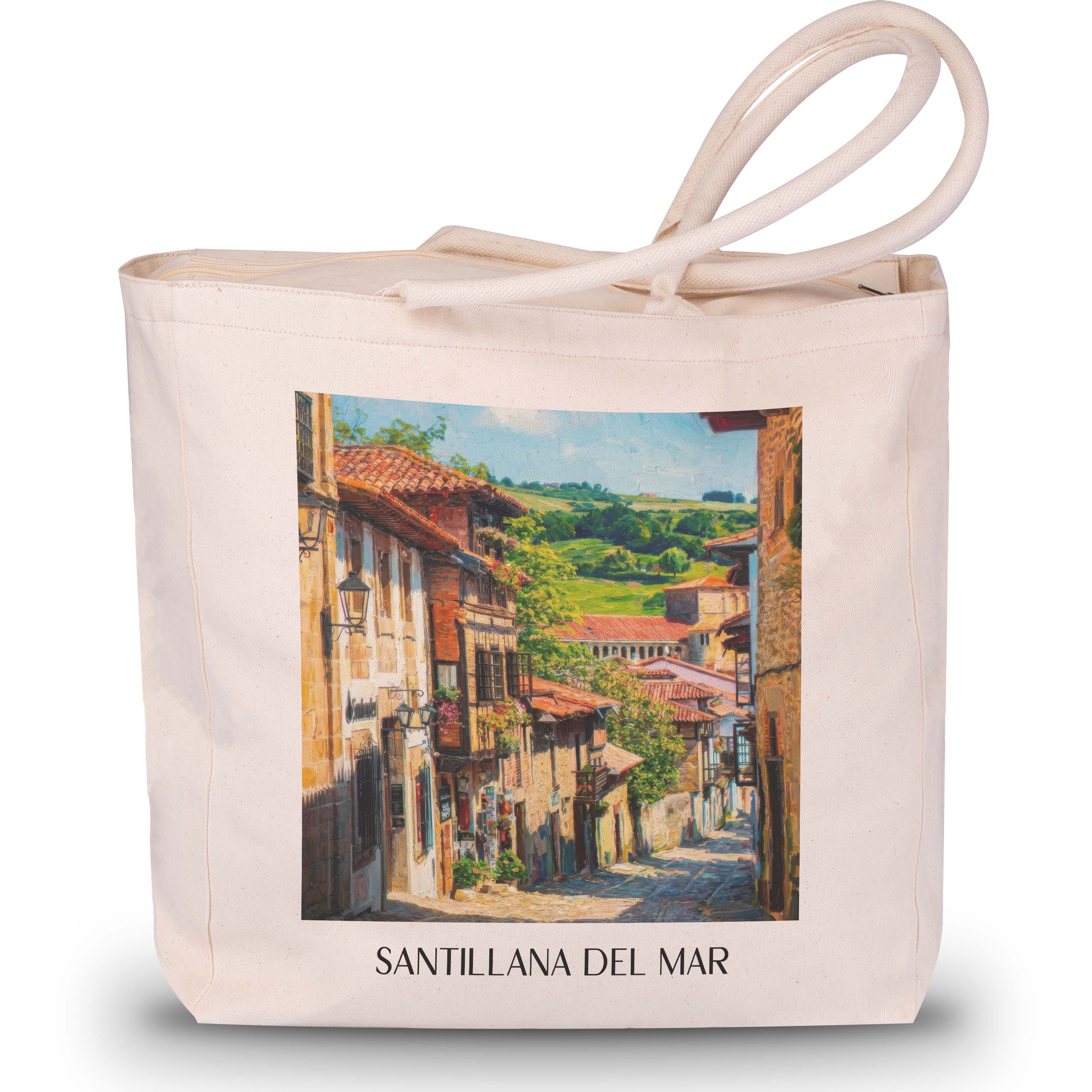 santillana-del-mar-spanien-spanien-einkaufstasche-oil-painting-oelgemaelde