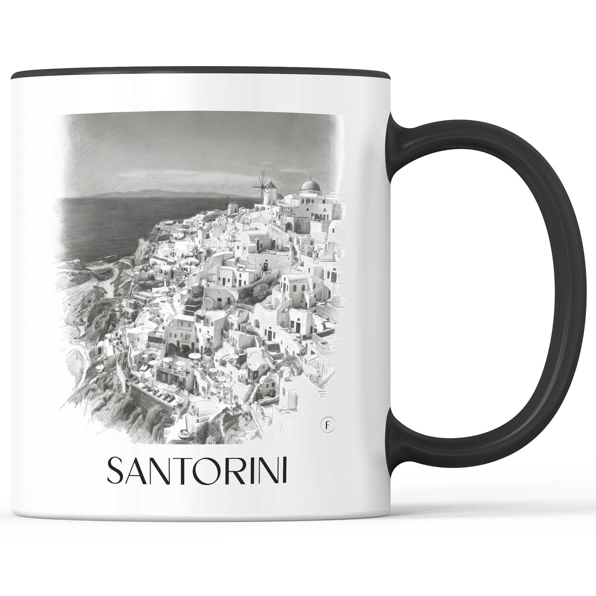 Santorin - Griechenland Becher - Kaffeetasse im Zeichnung Stil - favplace