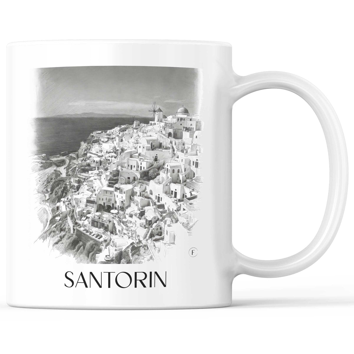 Santorin - Griechenland Becher - Kaffeetasse im Zeichnung Stil - favplace