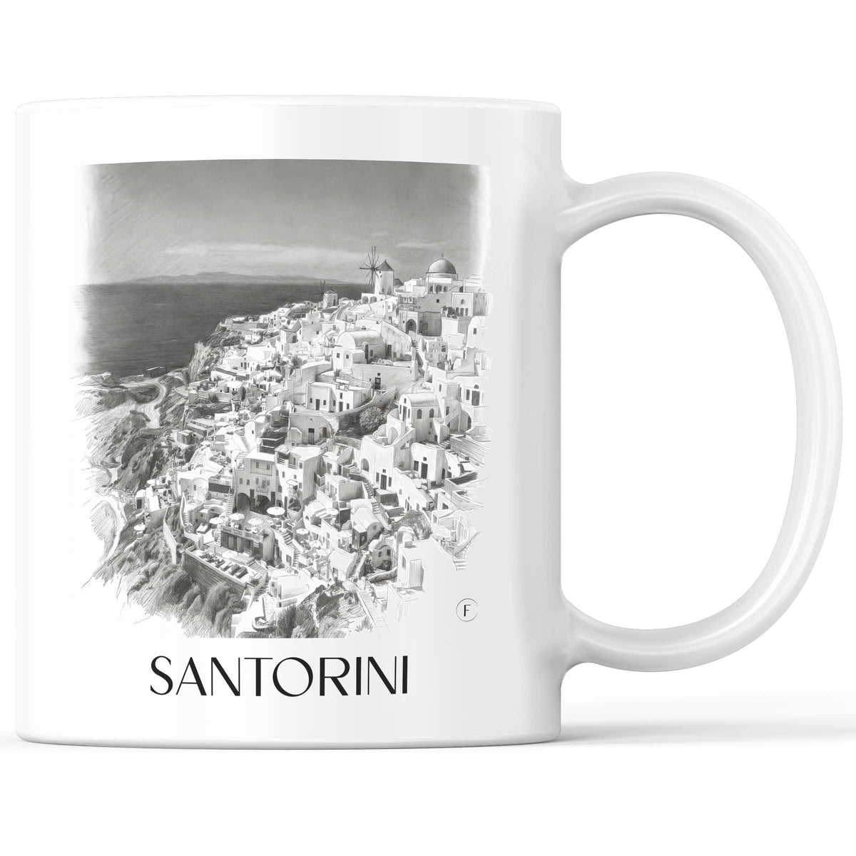 Santorin - Griechenland Becher - Kaffeetasse im Zeichnung Stil - favplace