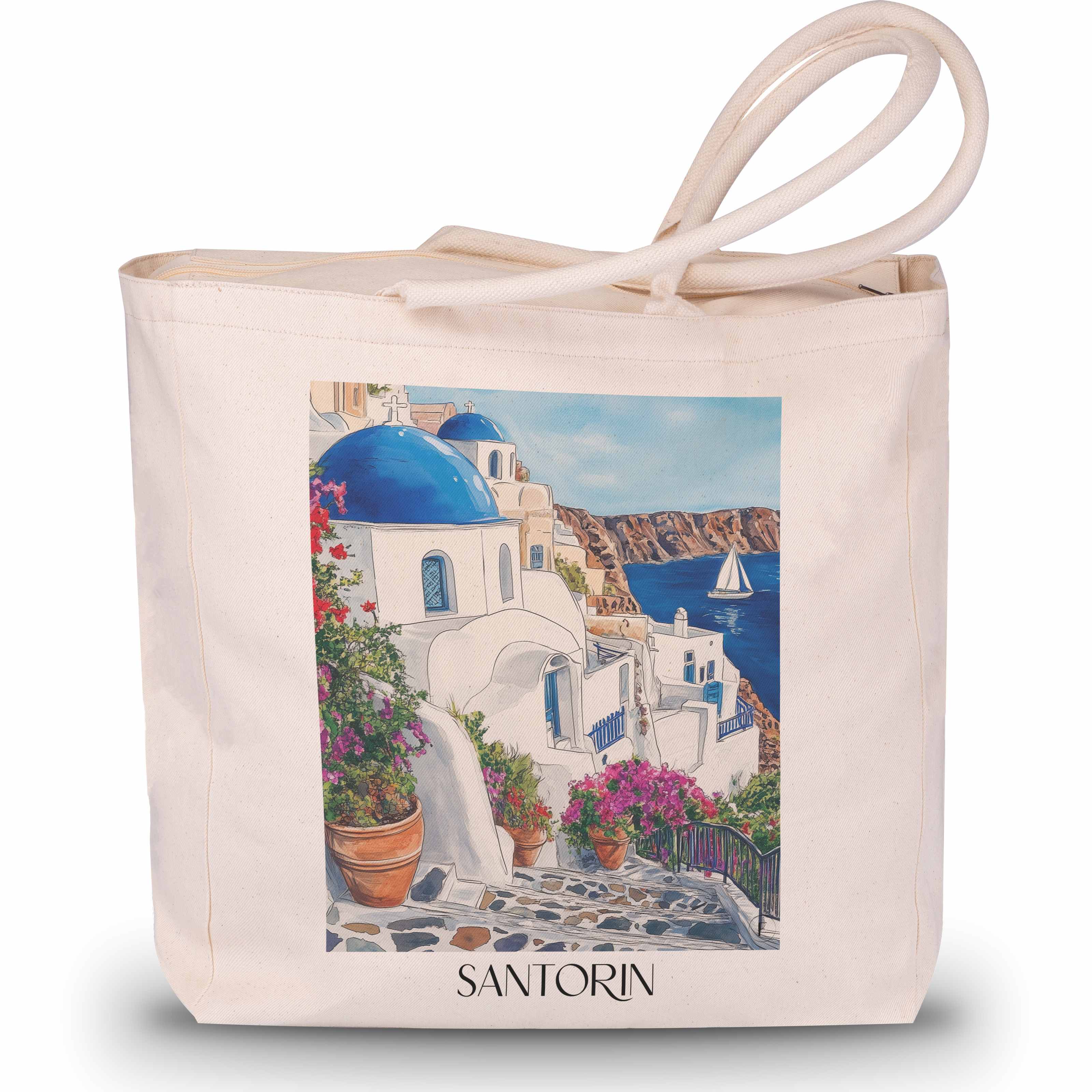 santorin-griechenland-einkaufstasche-aquarell