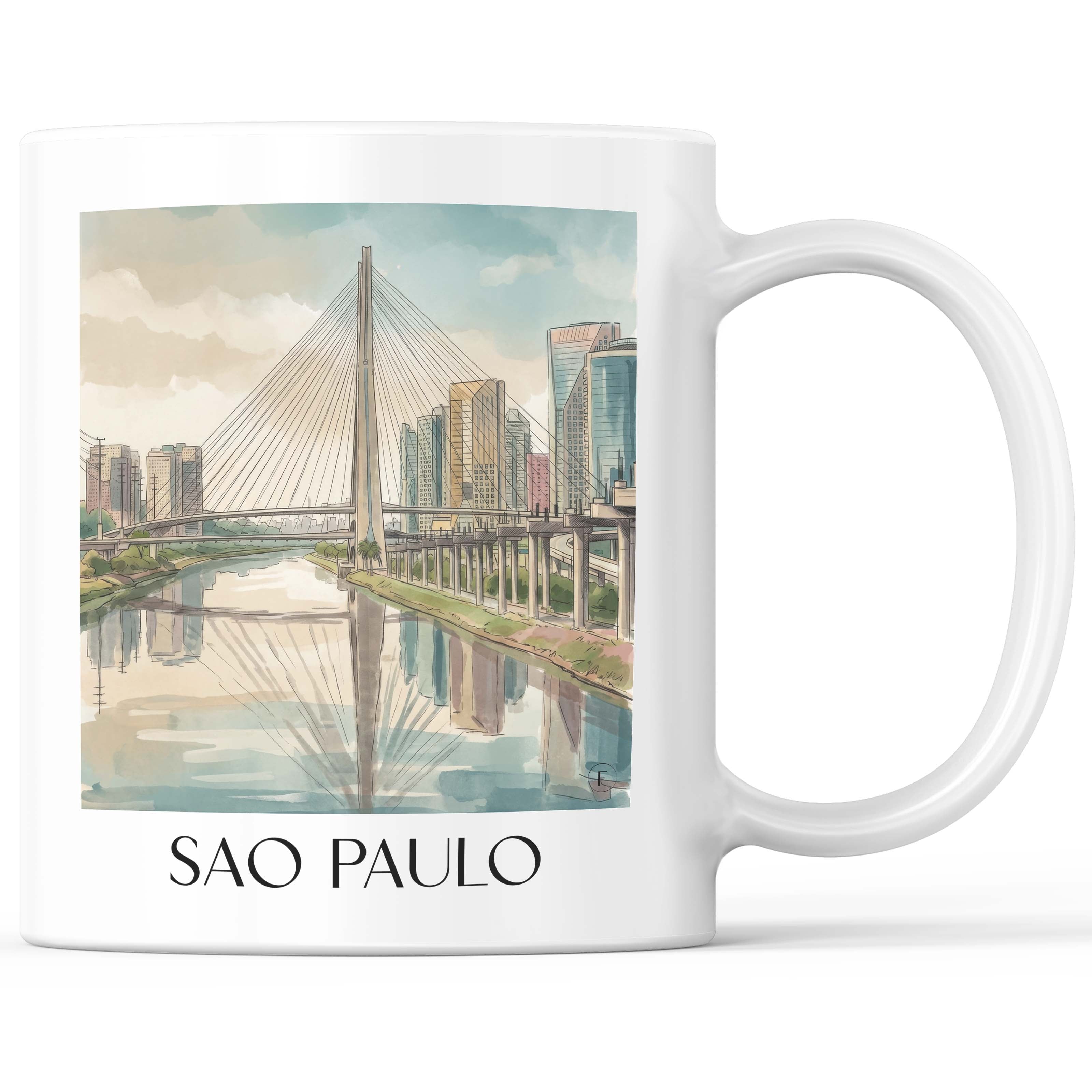 Sao Paulo - Brasilien Becher - Kaffeetasse im Aquarell Stil - favplace