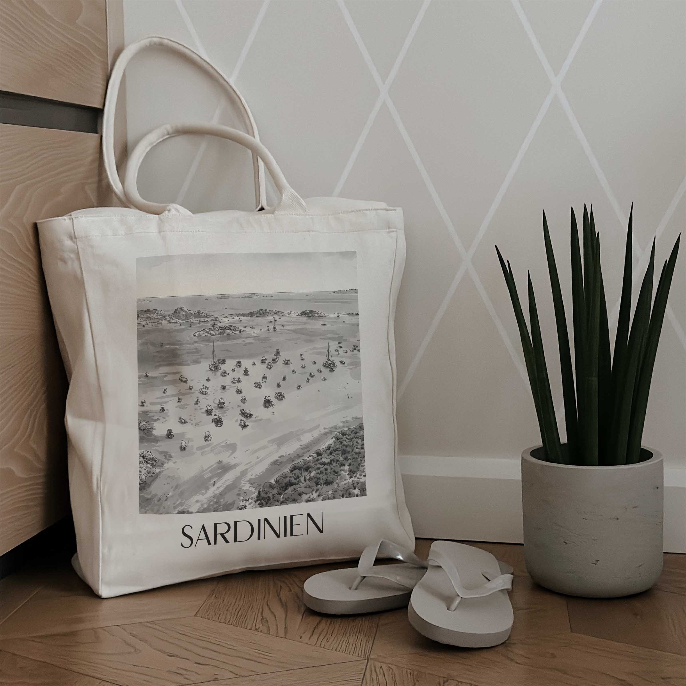 sardinien-italien-einkaufstasche-aquarell-schwarz-weiss