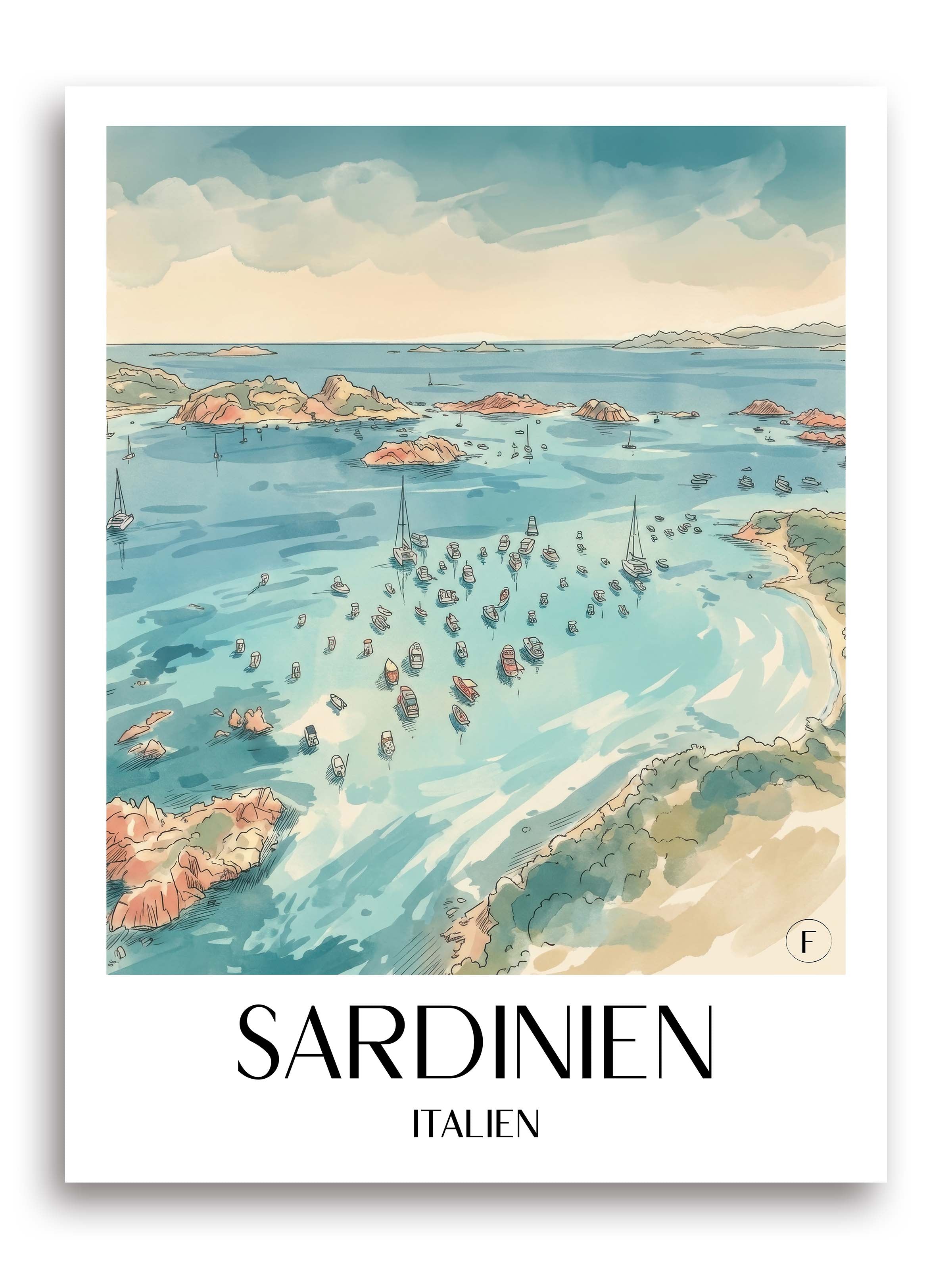 sardinien-italien-poster-aquarell