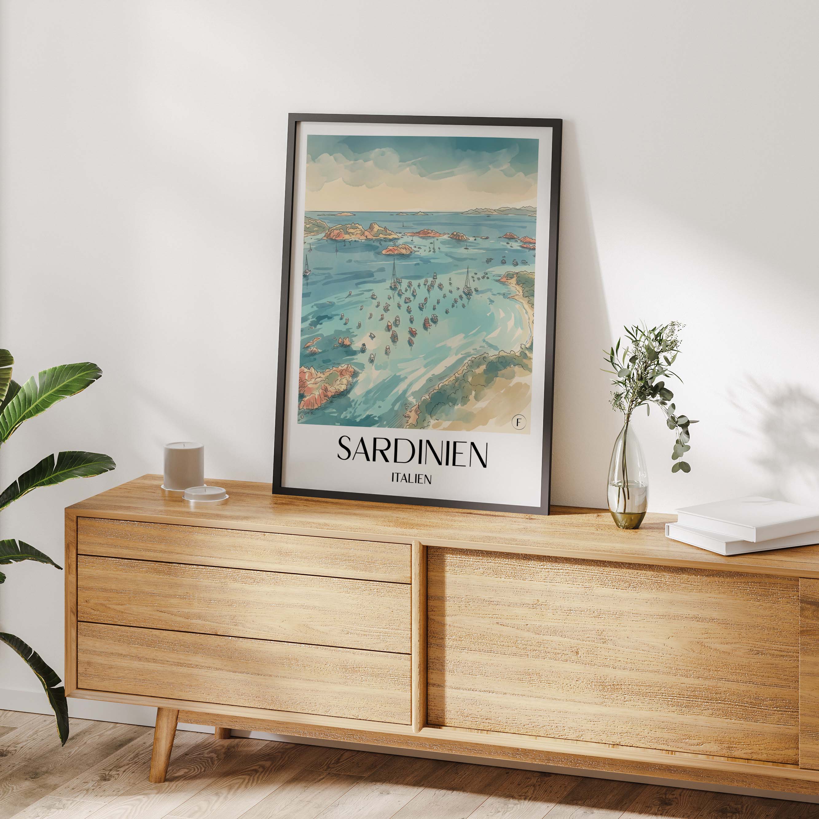 sardinien-italien-poster-aquarell