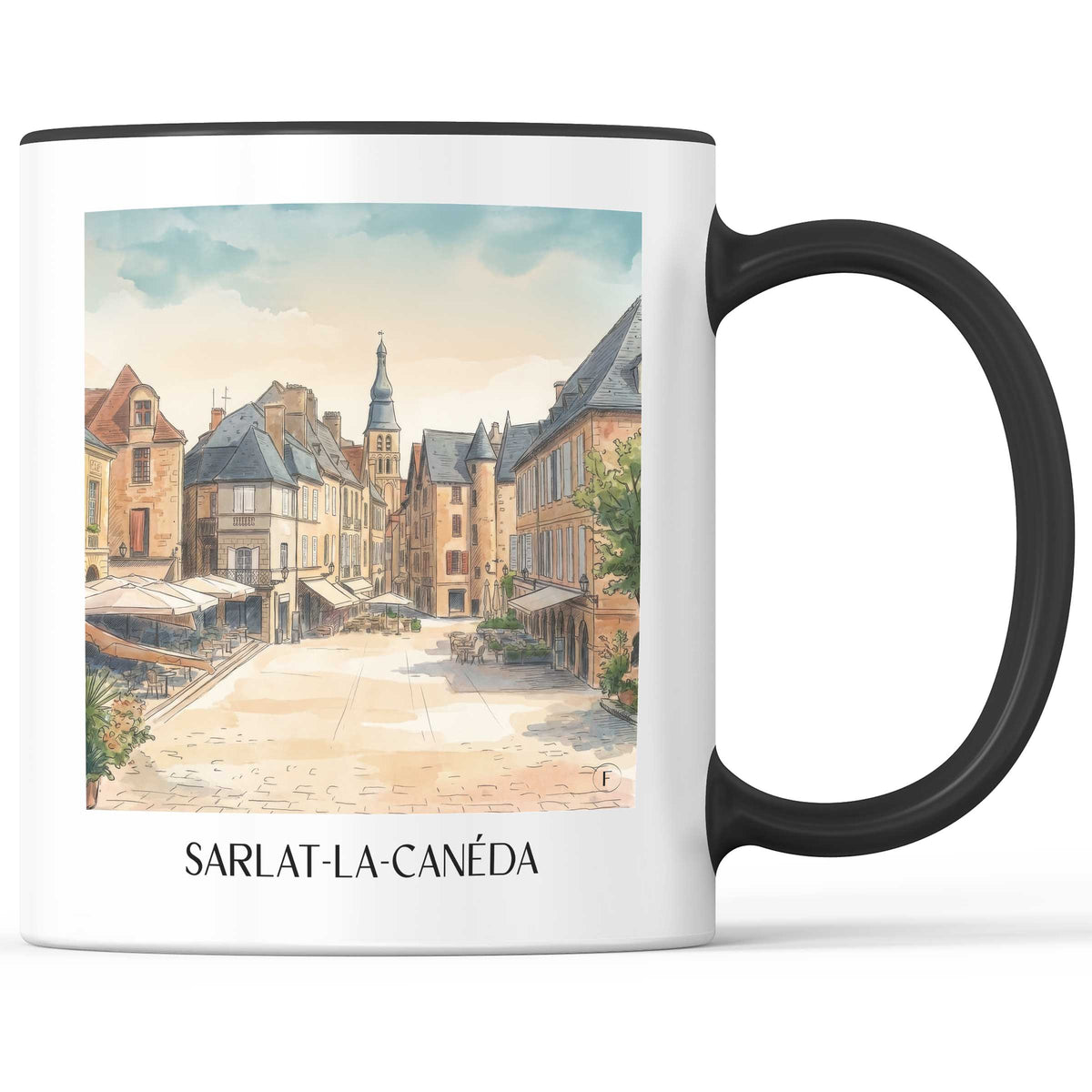 sarlat-la-canéda-périgord-noir-frankreich-kaffeebecher-aquarell