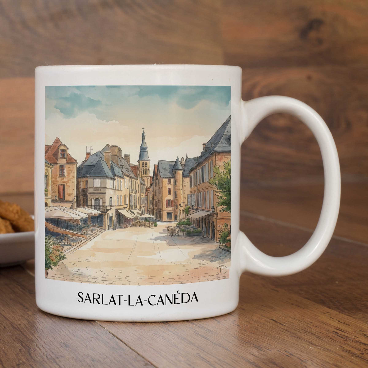 sarlat-la-canéda-périgord-noir-frankreich-kaffeebecher-aquarell