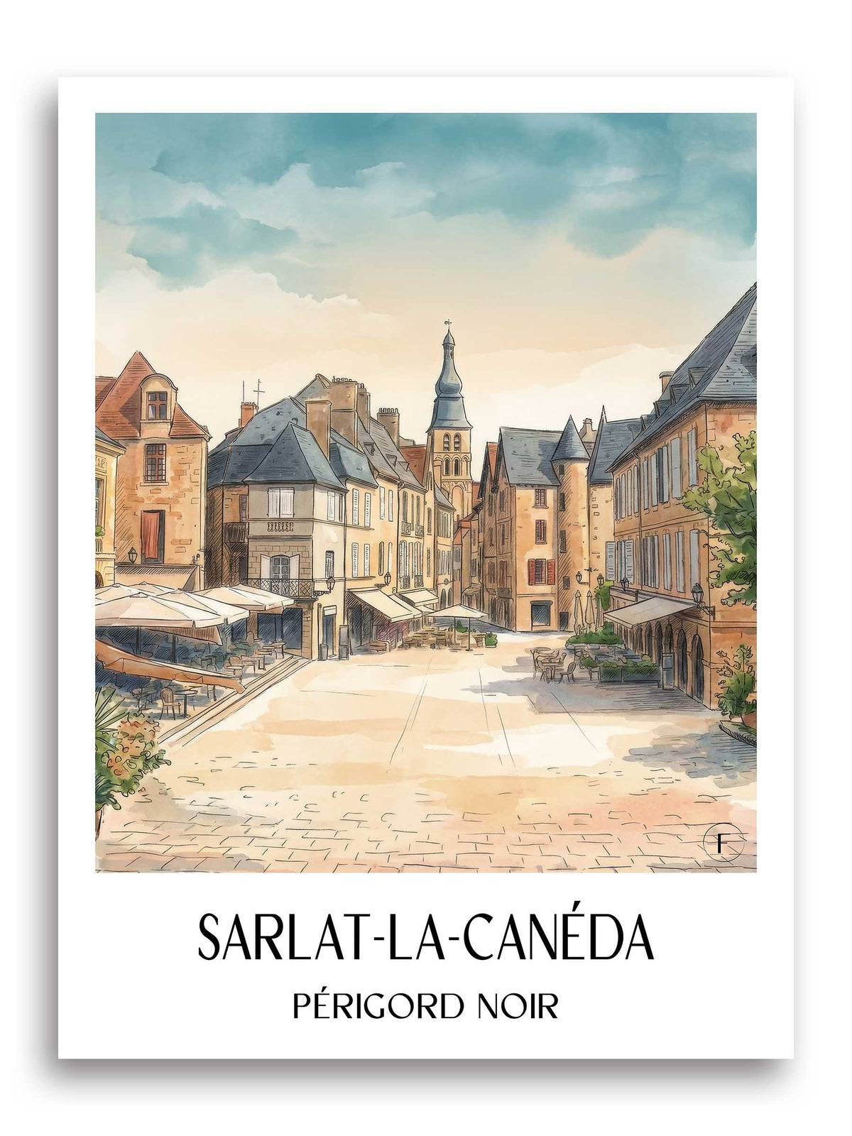 sarlat-la-canéda-périgord-noir-frankreich-poster-aquarell
