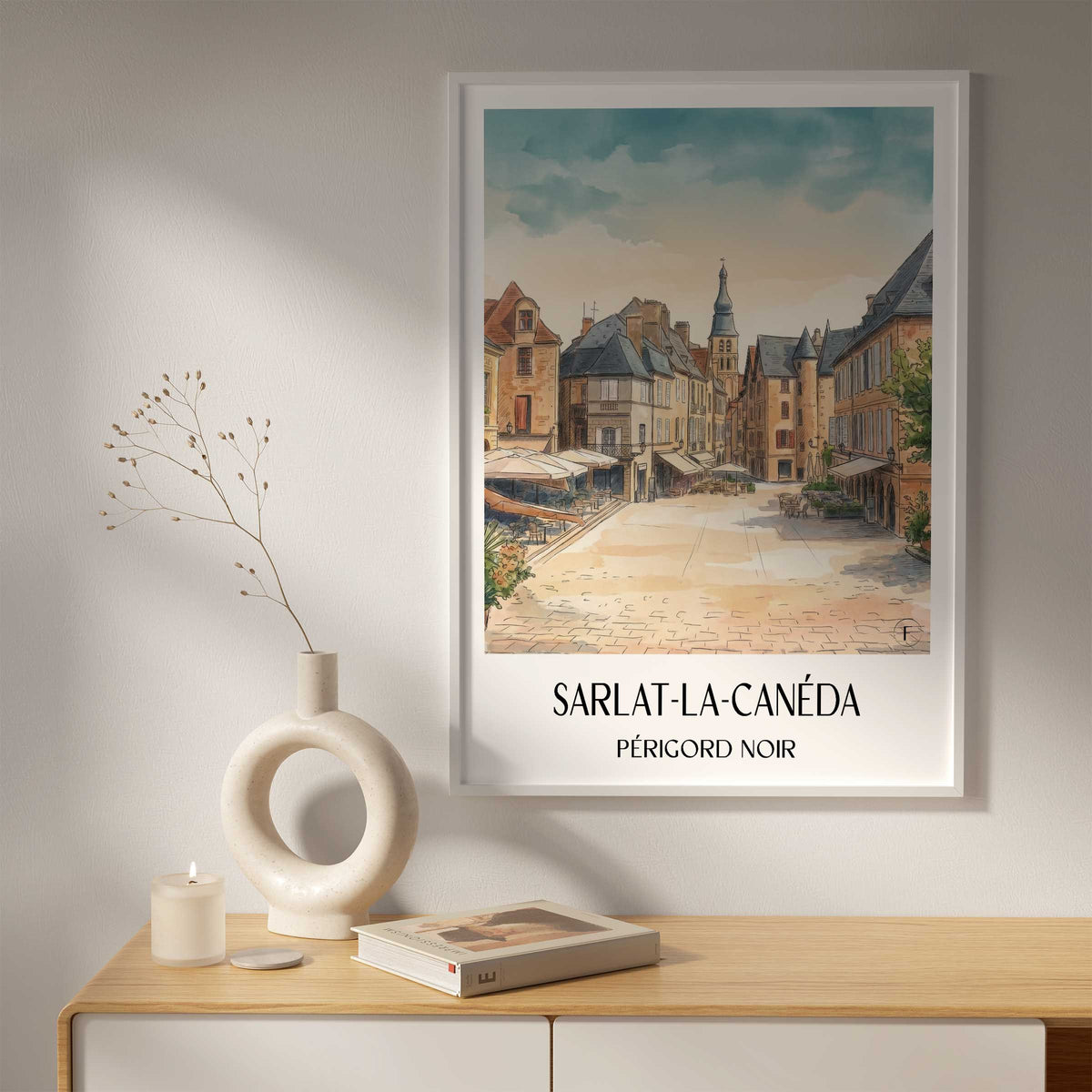 sarlat-la-canéda-périgord-noir-frankreich-poster-aquarell
