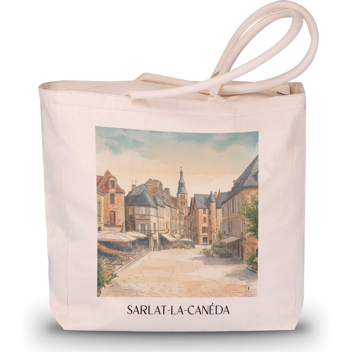 sarlat-la-canéda-périgord-noir-frankreich-einkaufstasche-aquarell