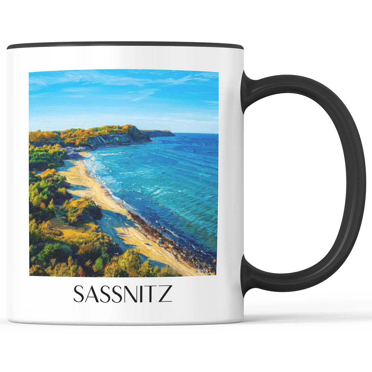 Sassnitz Kaffeebecher - Rügen - Deutschland Becher - Kaffeetasse im Ölgemälde Stil - favplace