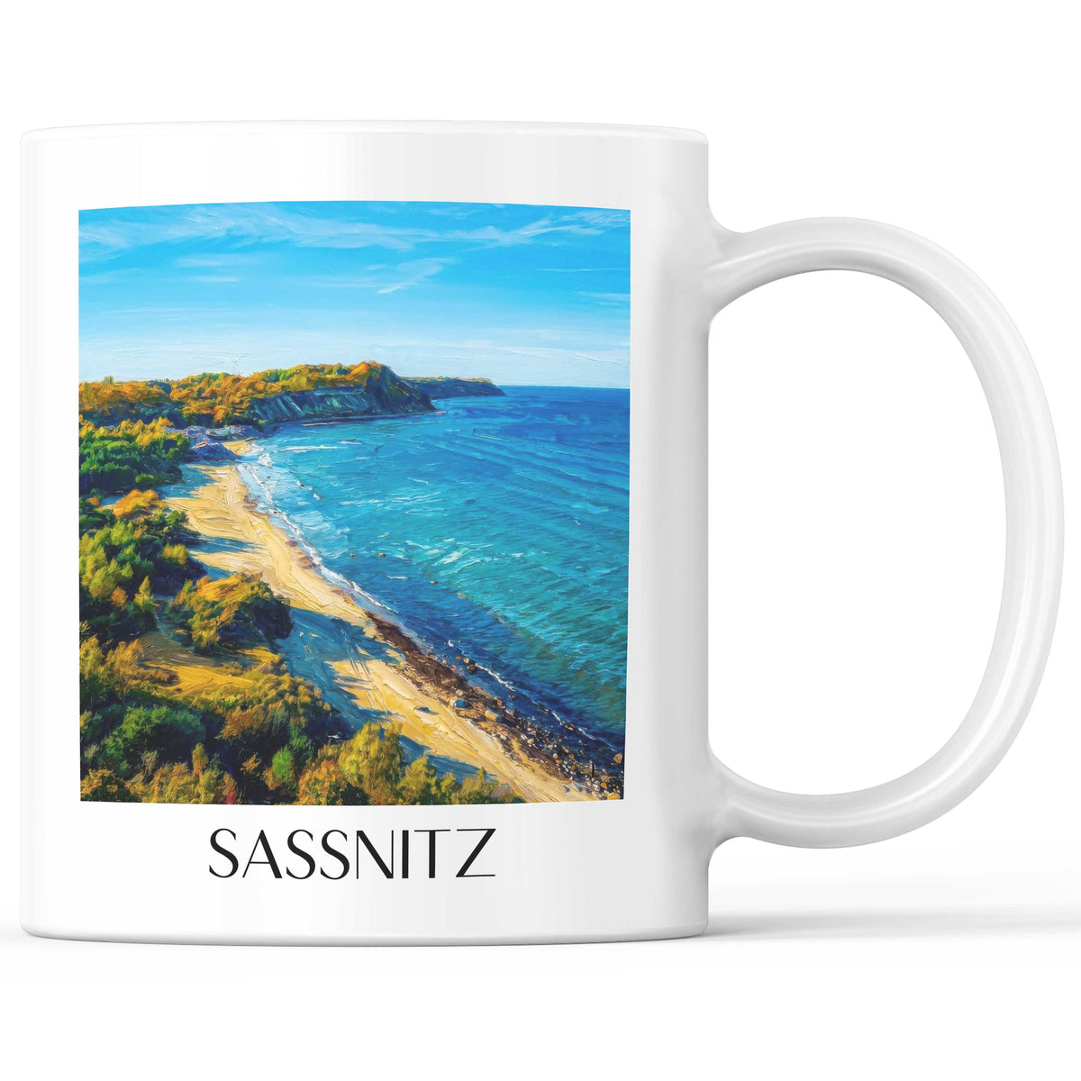 Sassnitz Kaffeebecher - Rügen - Deutschland Becher - Kaffeetasse im Ölgemälde Stil - favplace
