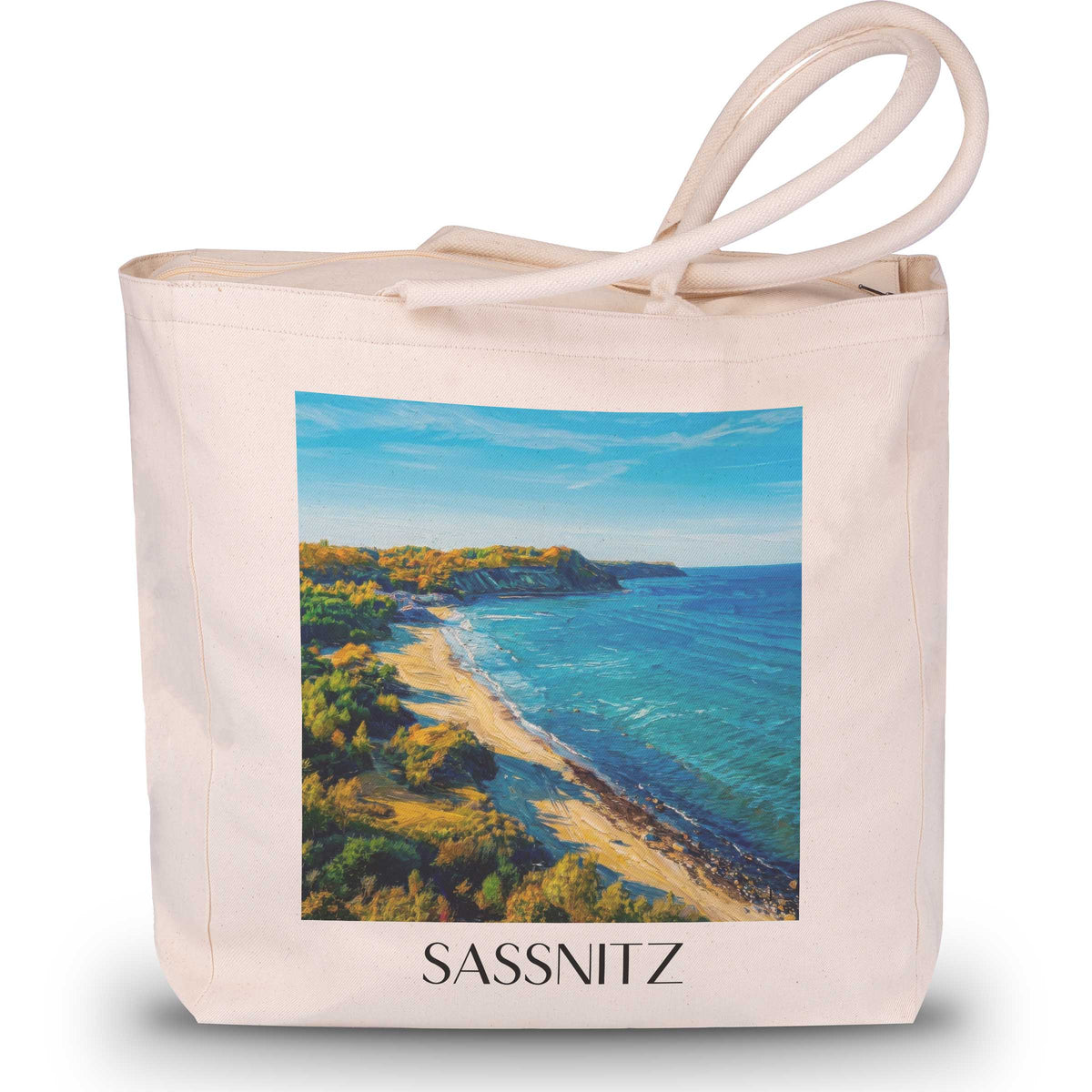 Sassnitz Shopping Tasche - Rügen - Deutschland Tote Bag - Einkaufstasche im Ölgemälde Stil - favplace