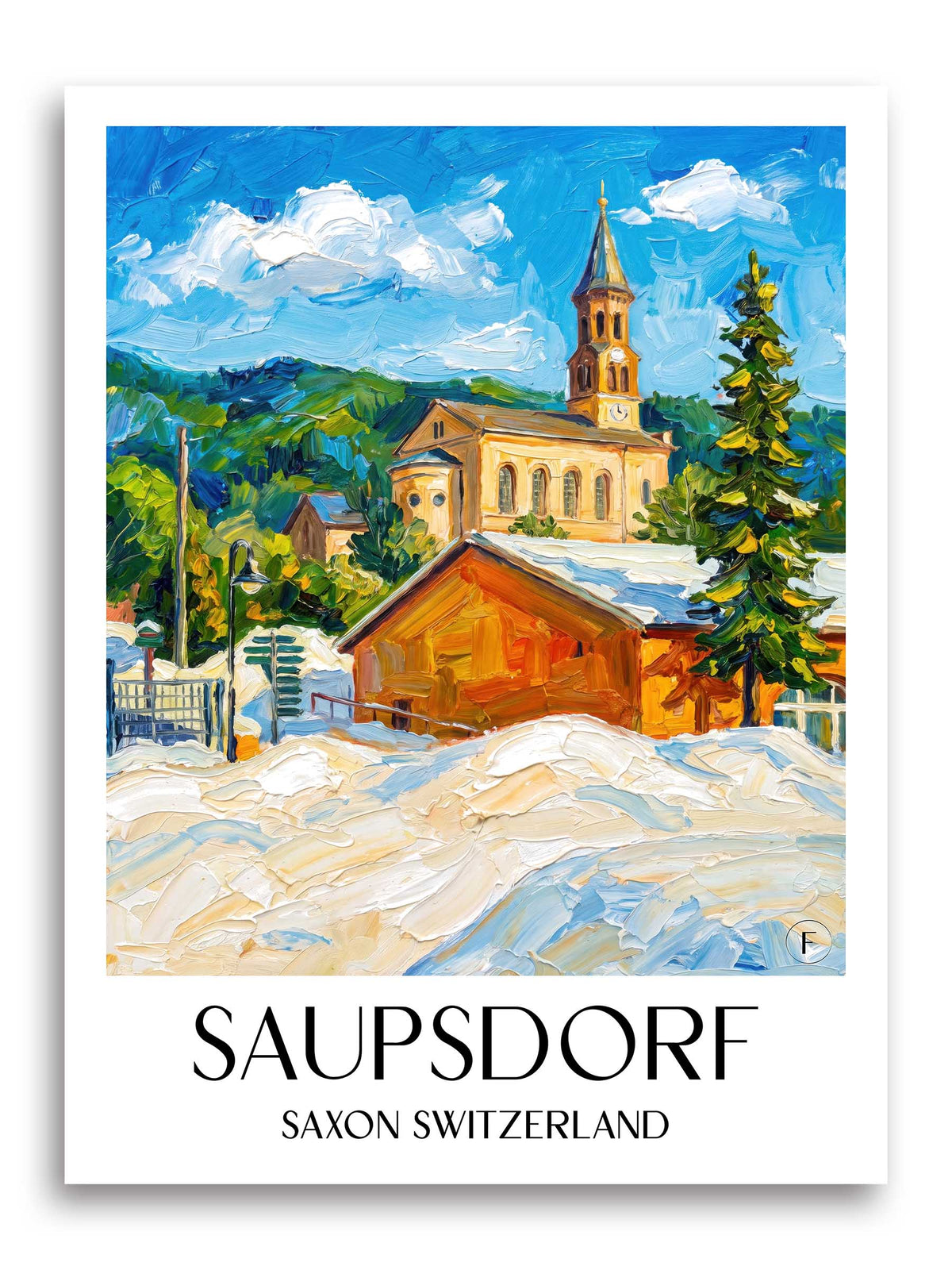 Saupsdorf Poster - Sächsische Schweiz - Deutschland Kunstdruck - Ölgemälde von A4 bis A1 - favplace