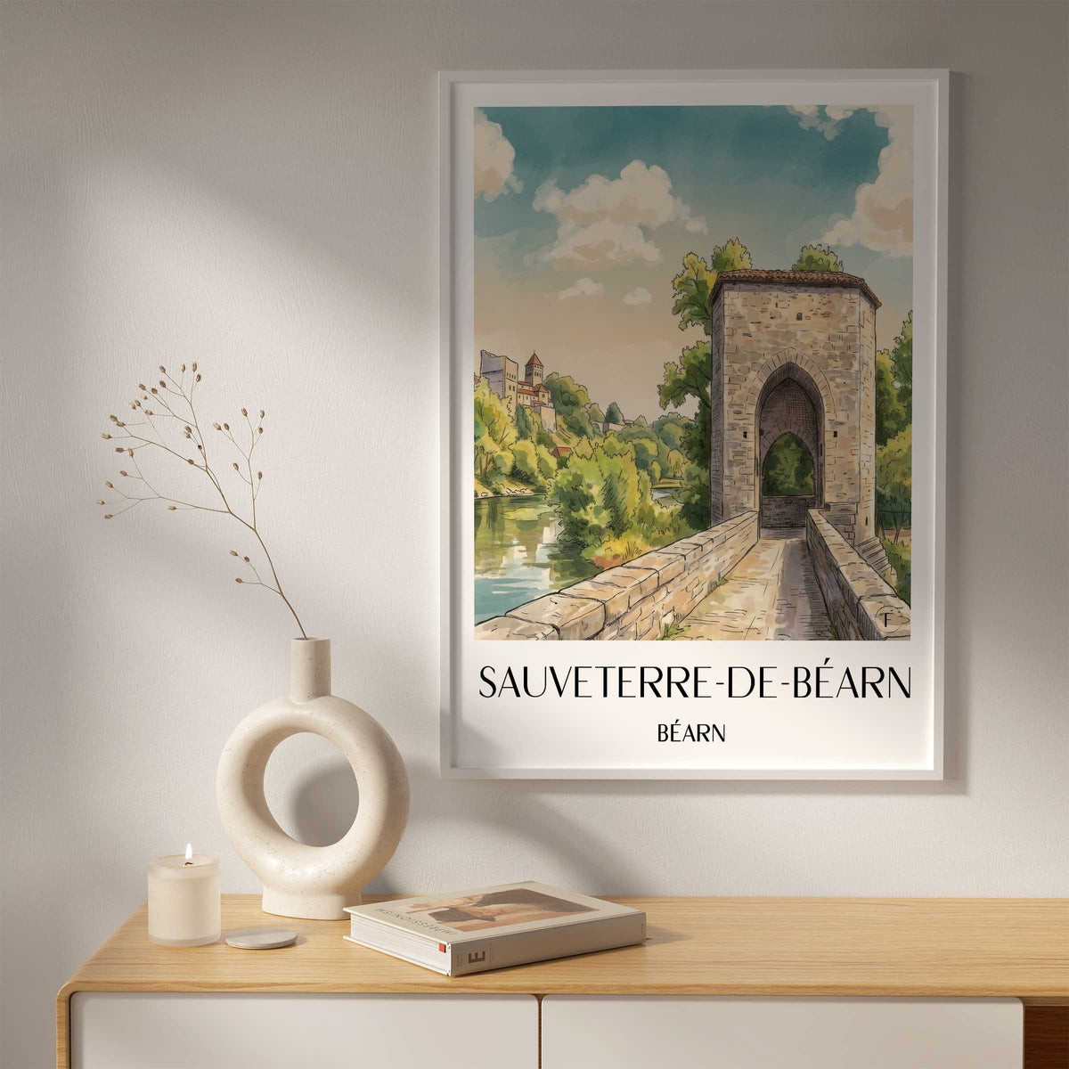 sauveterre-de-béarn-béarn-frankreich-poster-aquarell