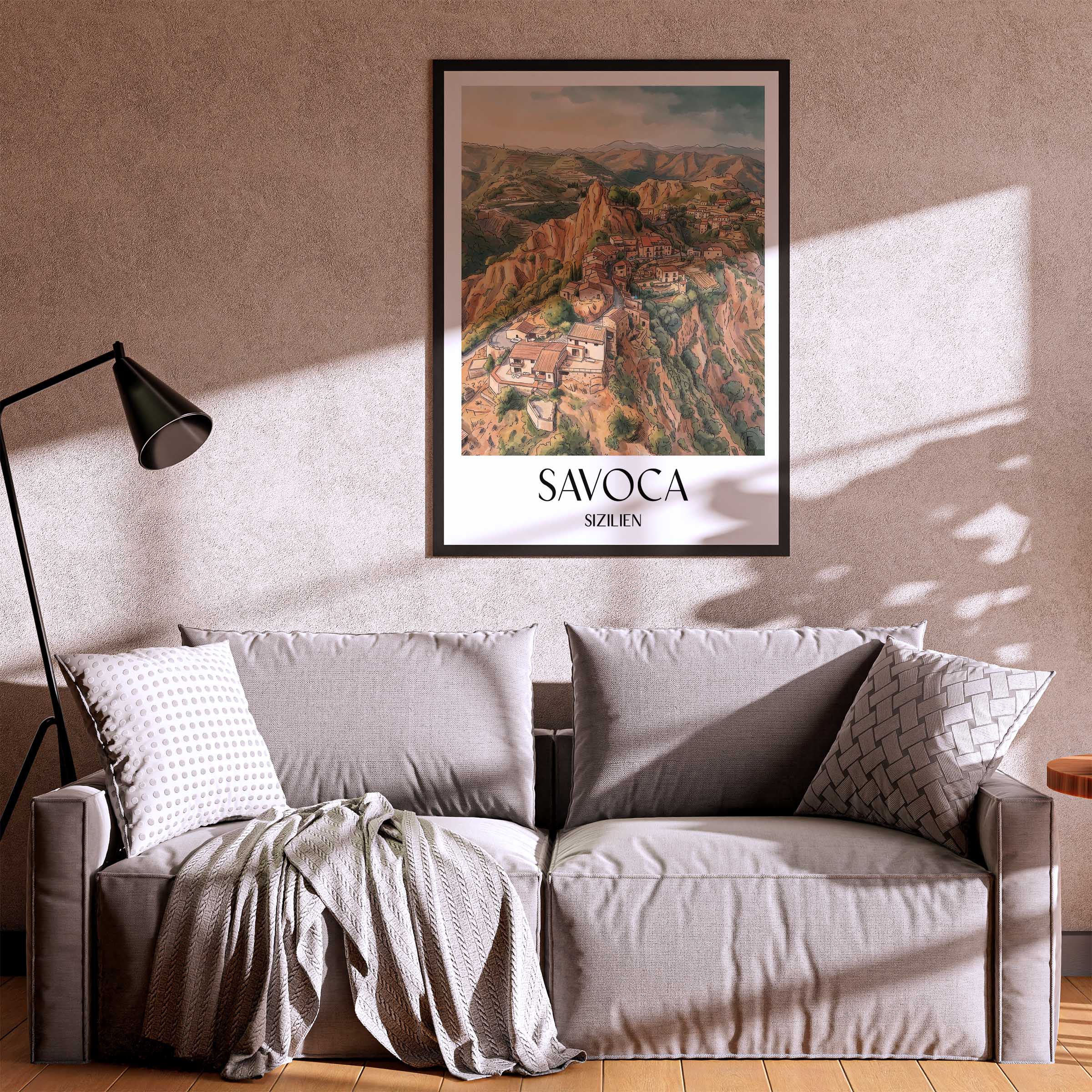 savoca-sizilien-italien-poster-aquarell